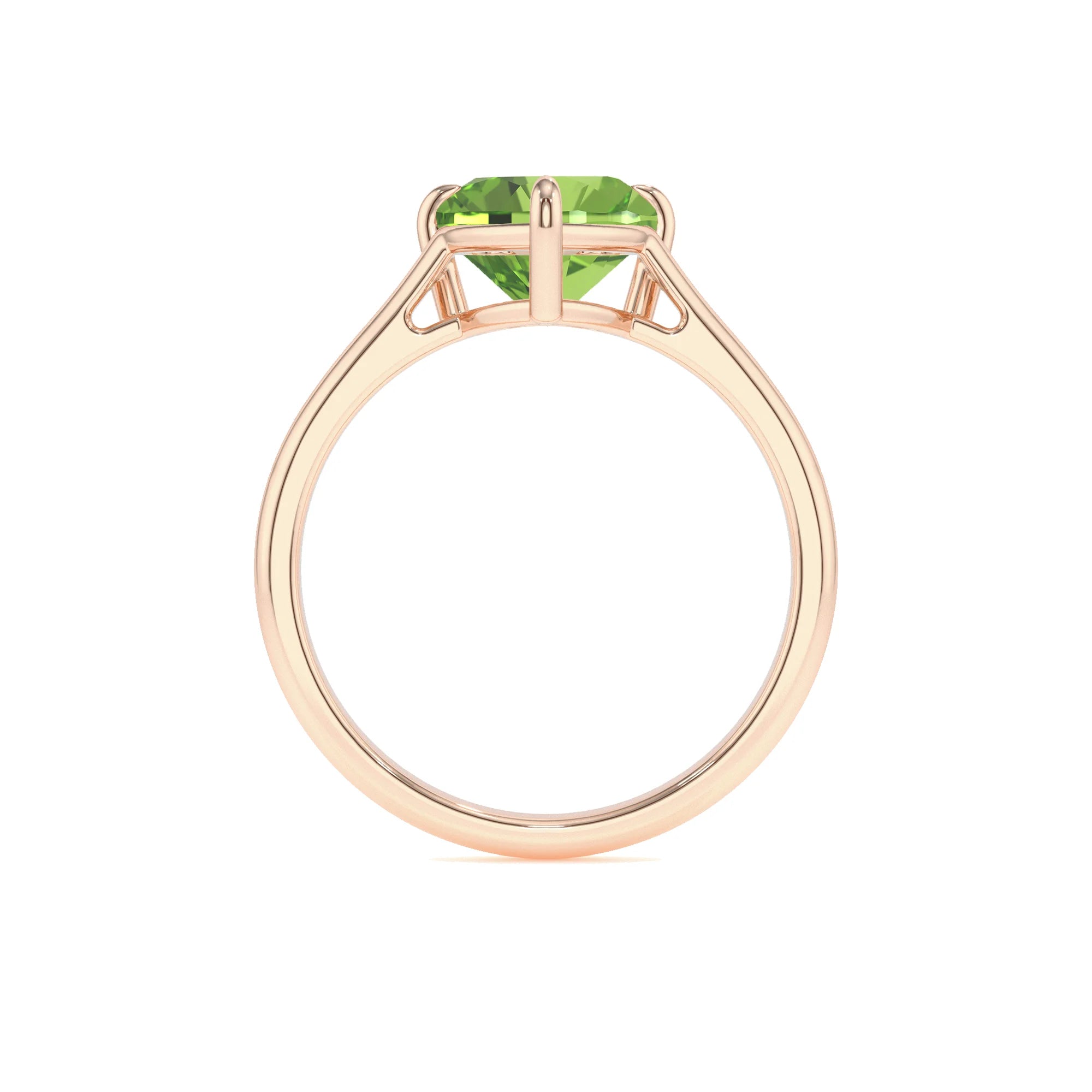 natural peridot heart solitaire rings in rose gold