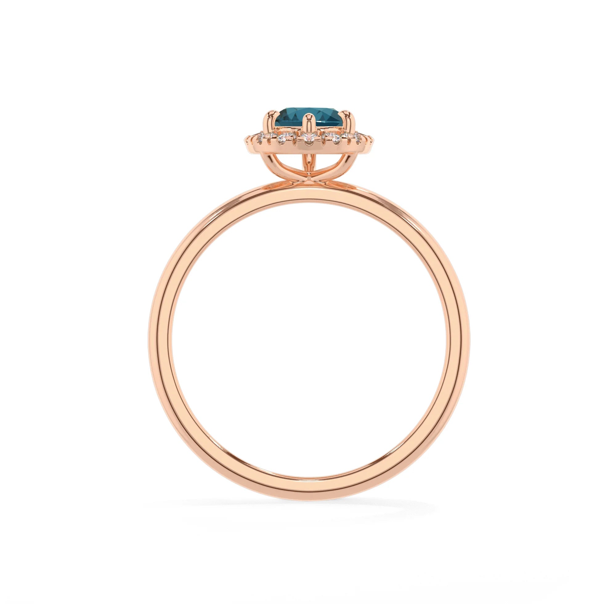 natural london-blue-topaz pear solitaire rings in rose gold