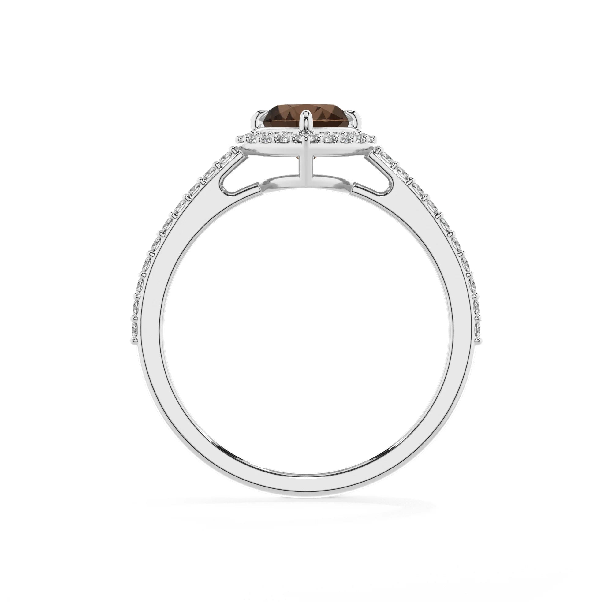 natural smoky-quartz heart solitaire rings in white gold