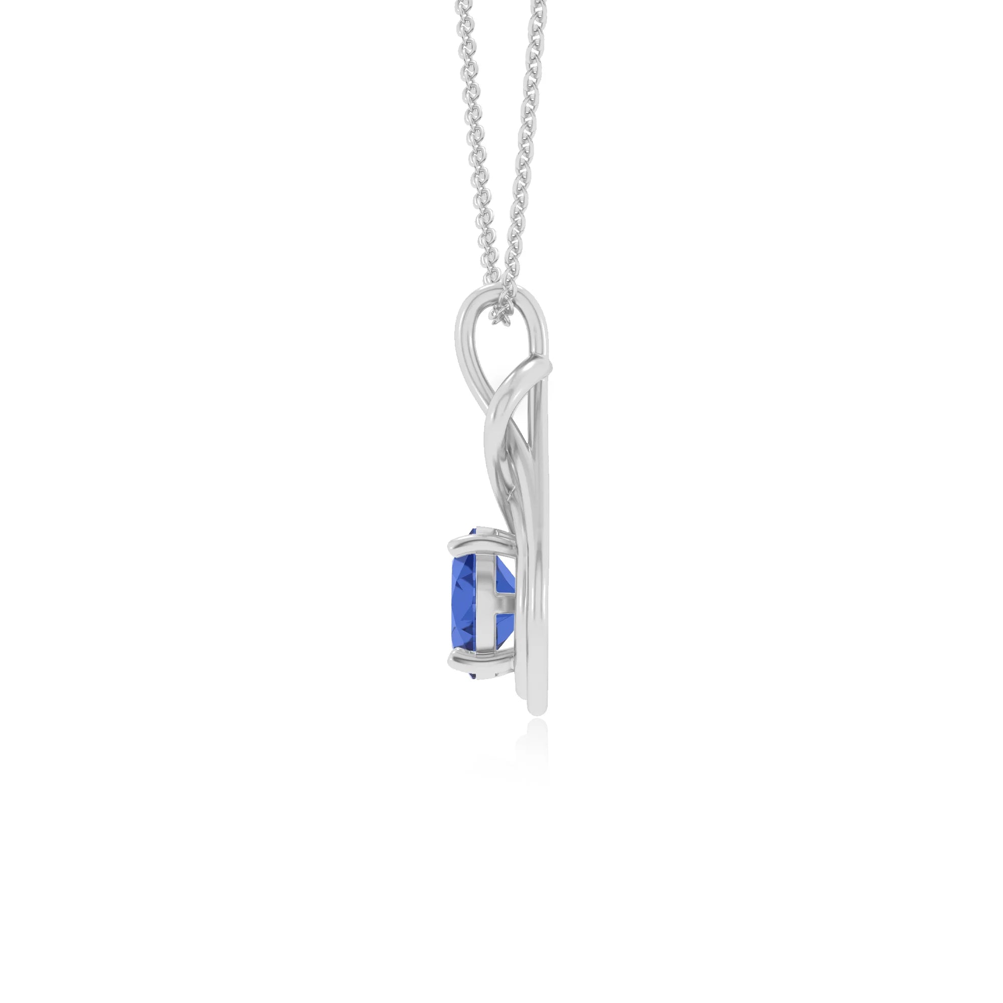 lab grown blue-sapphire round solitaire necklaces in platinum