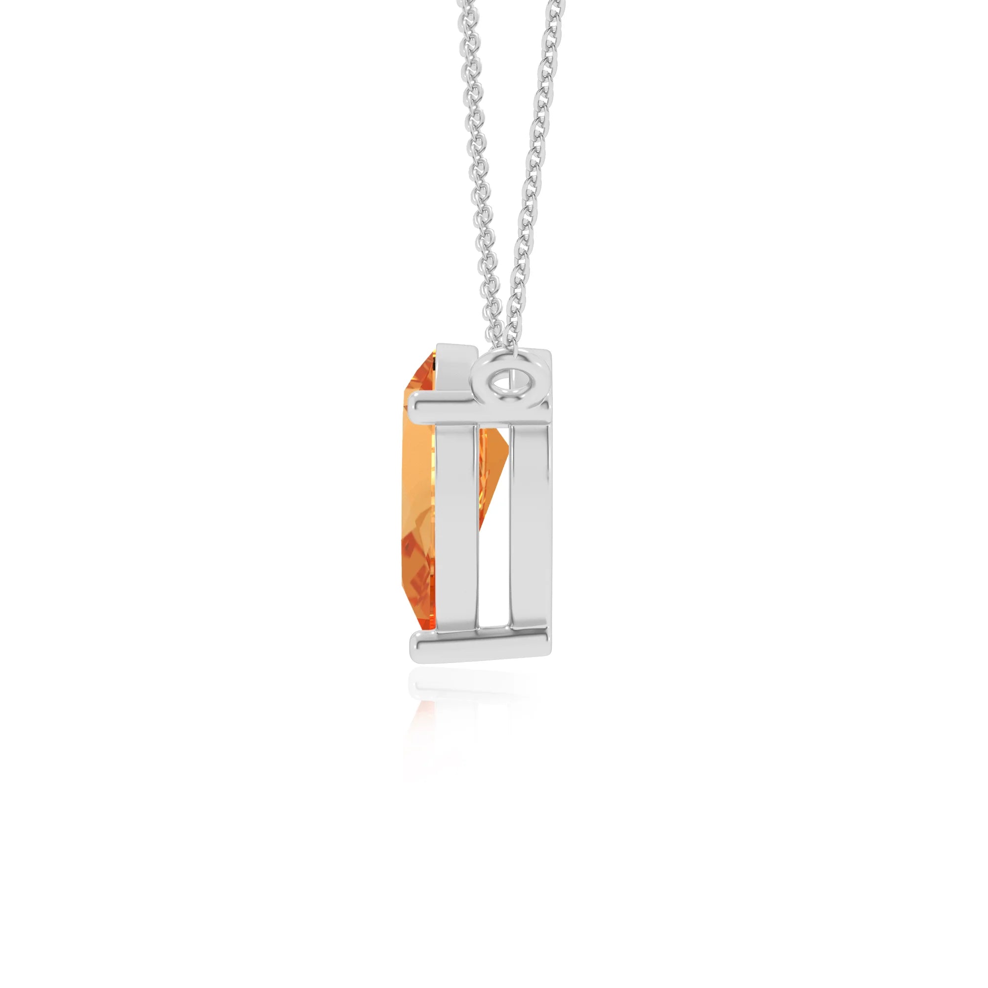 lab grown citrine pear solitaire necklaces in sterling silver