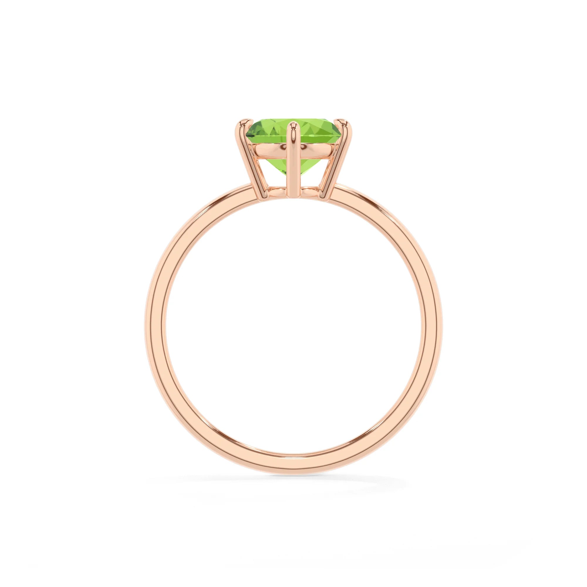 natural peridot oval solitaire rings in rose gold