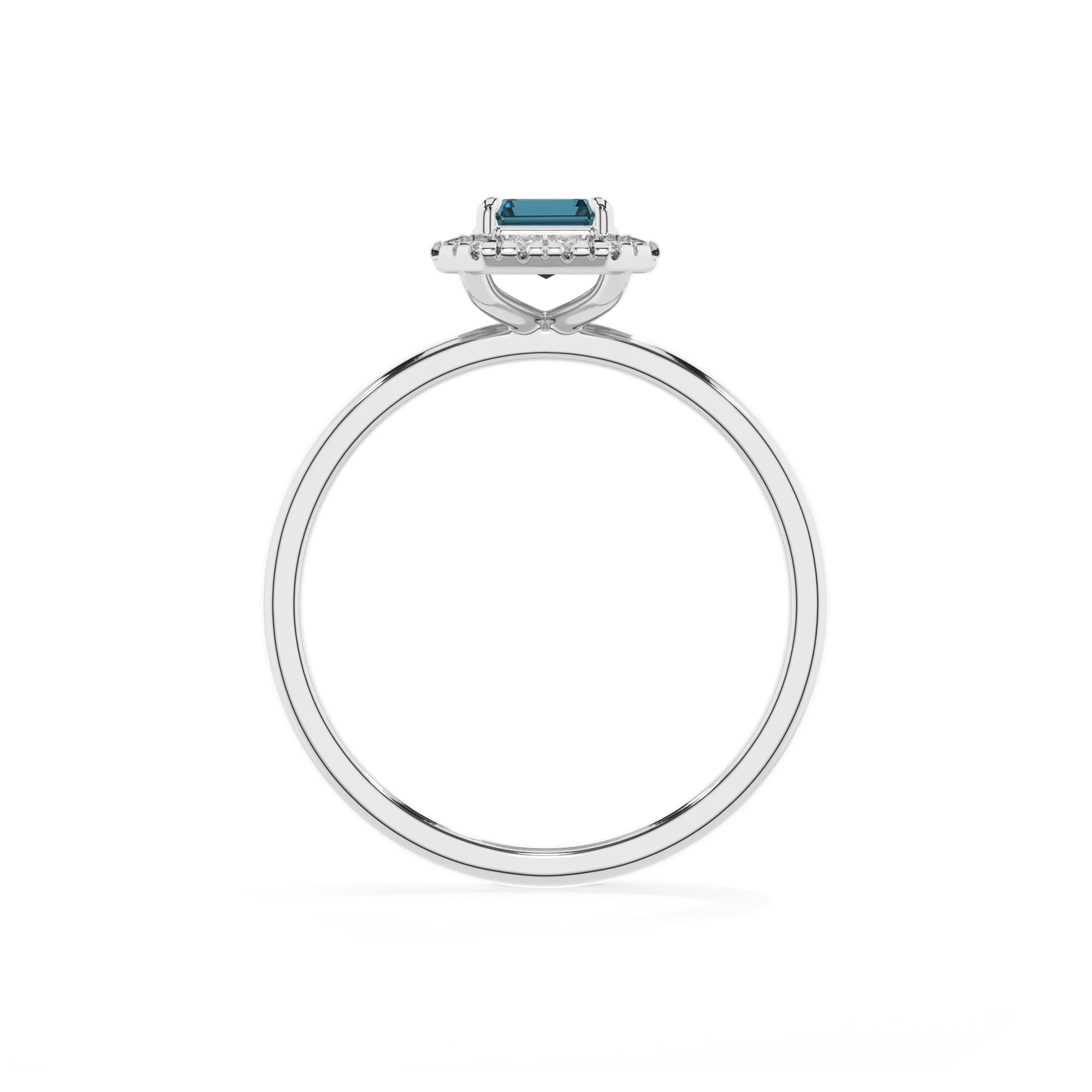 natural london-blue-topaz emerald cut solitaire rings in white gold