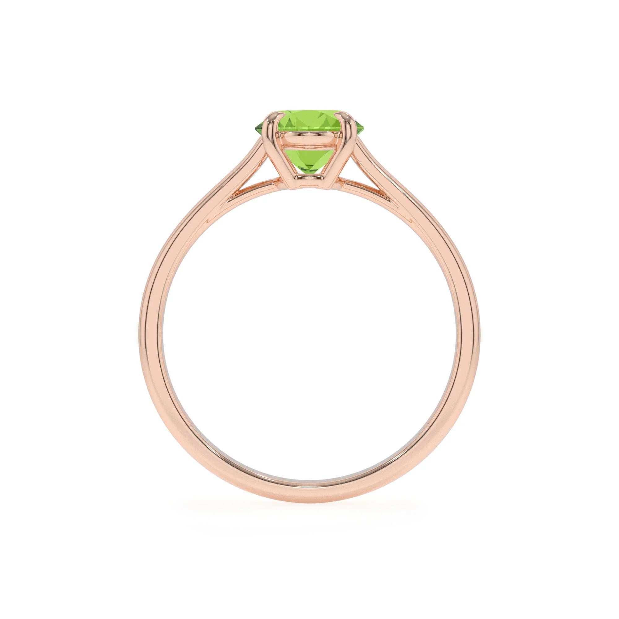 natural peridot oval solitaire rings in rose gold