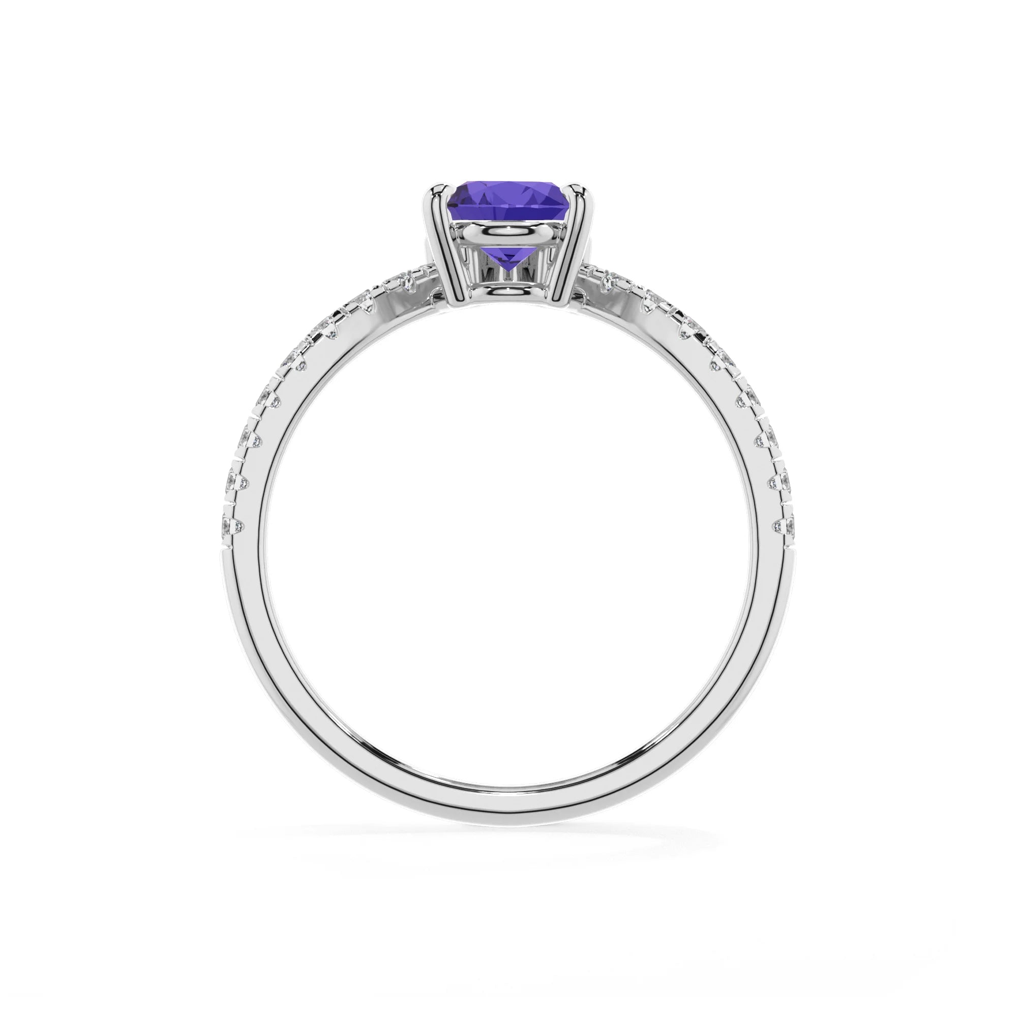 lab grown tanzanite pear solitaire rings in sterling silver
