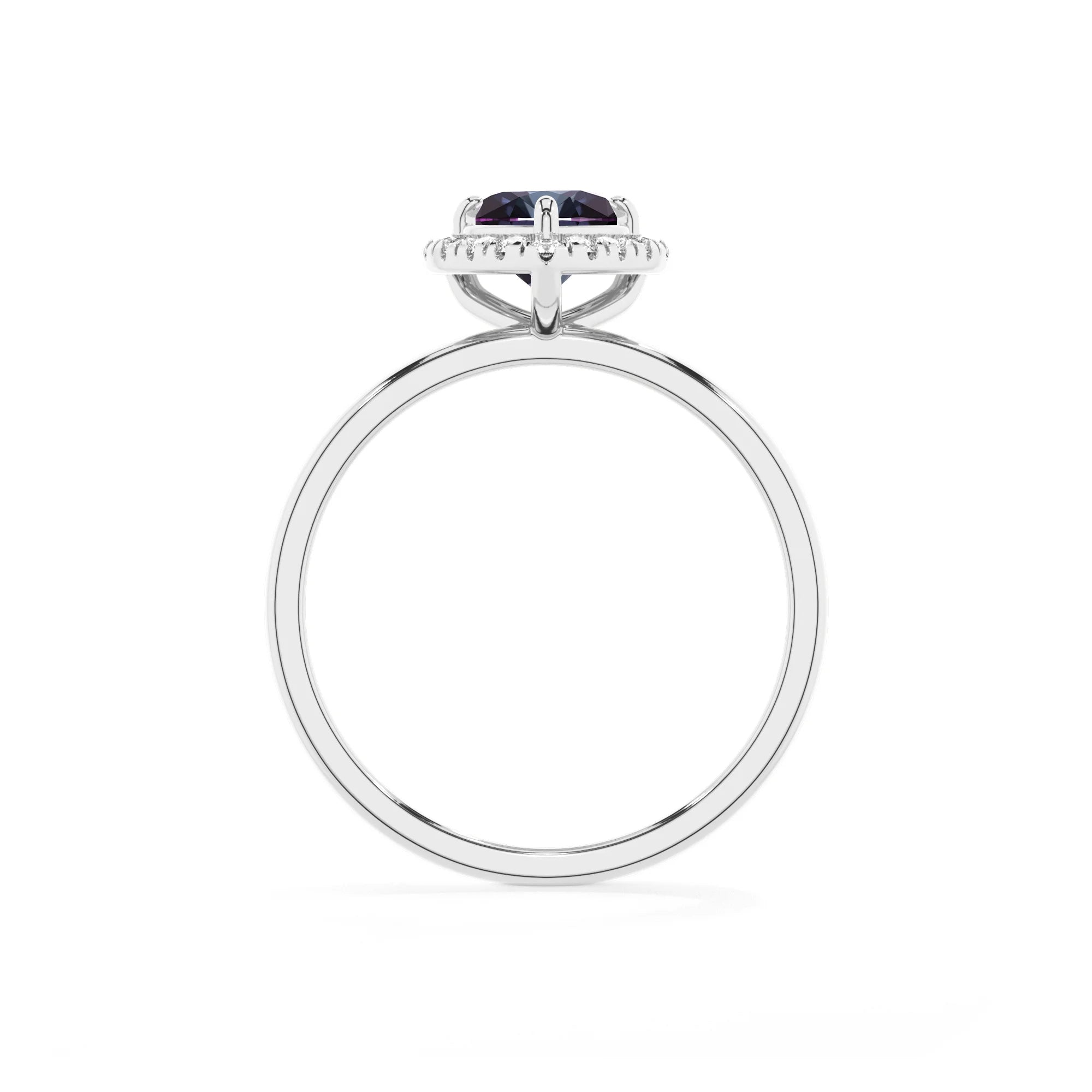 lab grown alexandrite heart solitaire rings in white gold