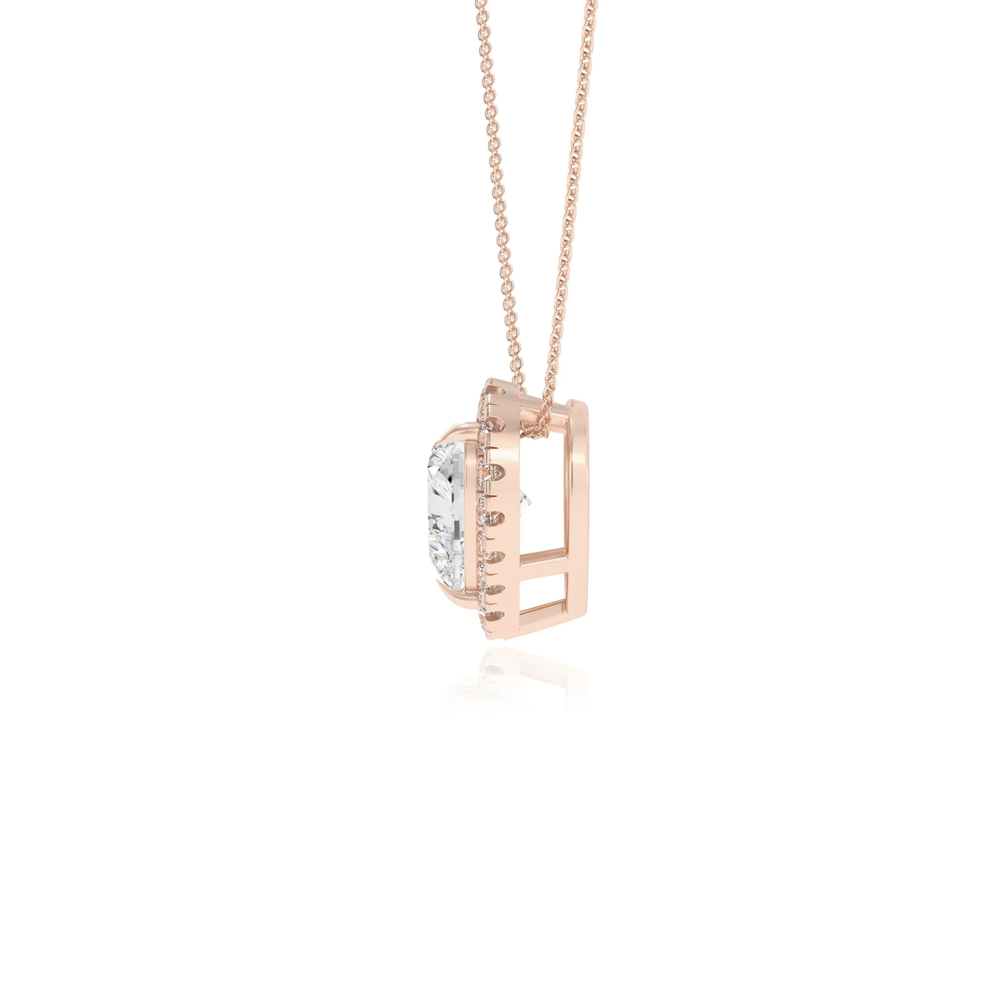 lab grown moissanite heart solitaire necklaces in rose gold