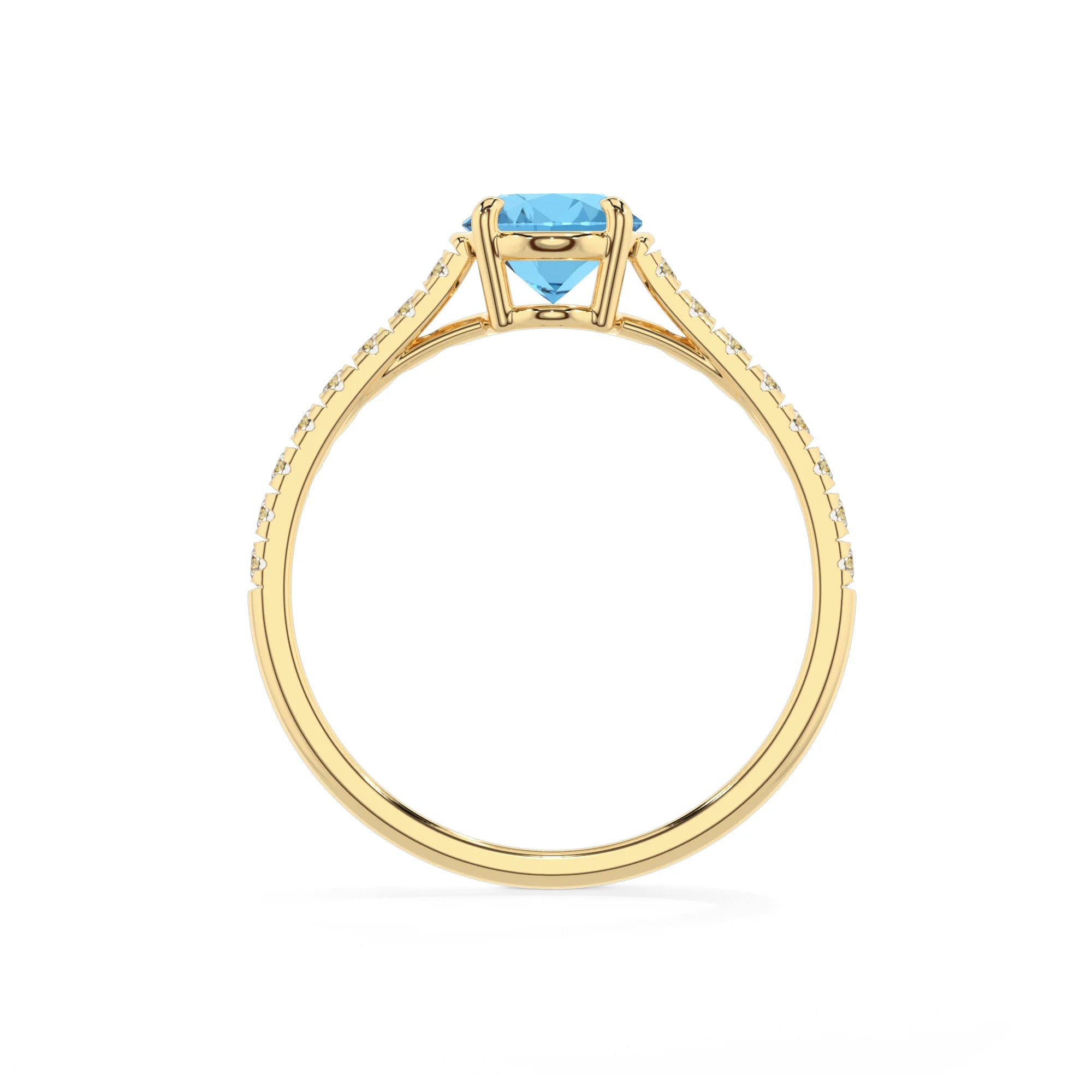 natural swiss-blue-topaz oval half eternity solitaire engagement rings in yellow gold