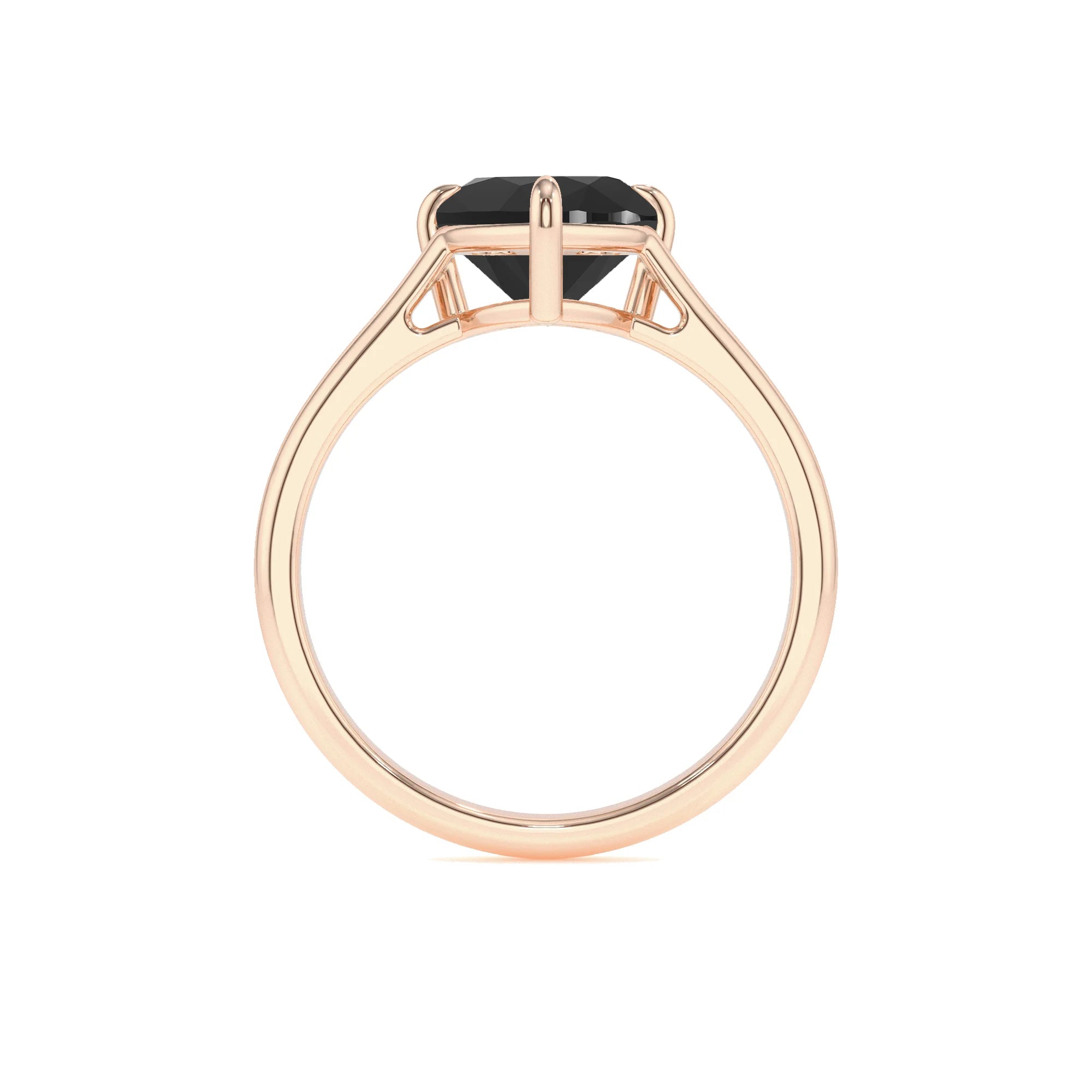 natural black-onyx heart solitaire rings in rose gold