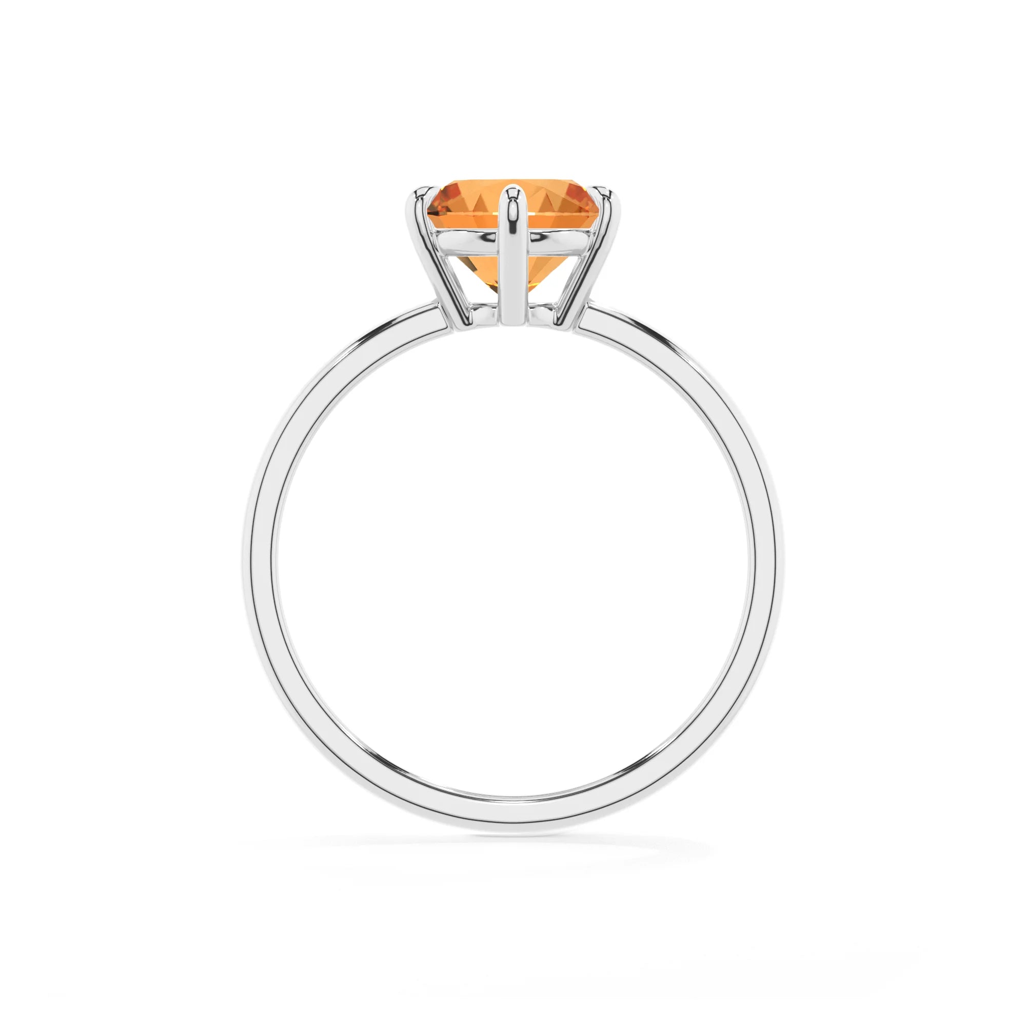 lab grown citrine round solitaire rings in sterling silver
