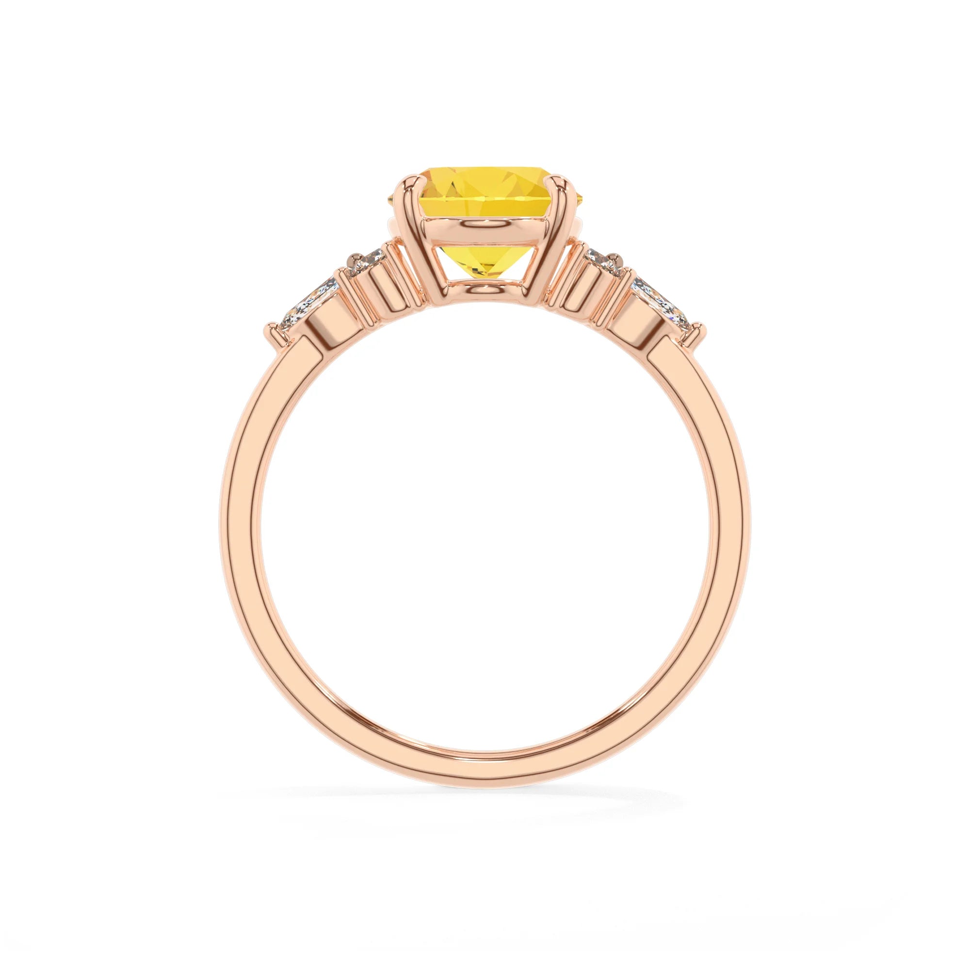 lab grown yellow-sapphire oval solitaire rings in rose gold