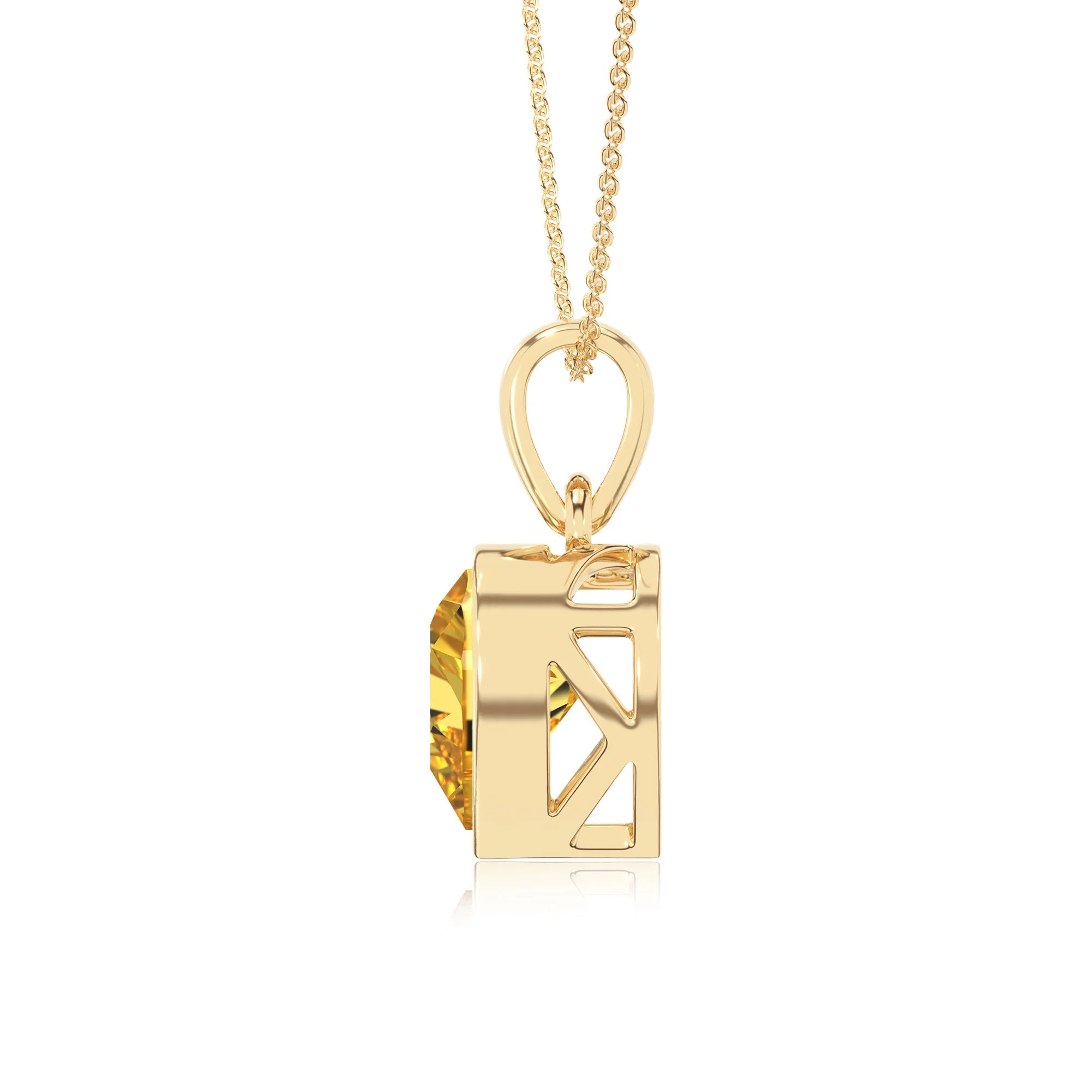 lab grown yellow-sapphire heart solitaire necklaces in yellow gold