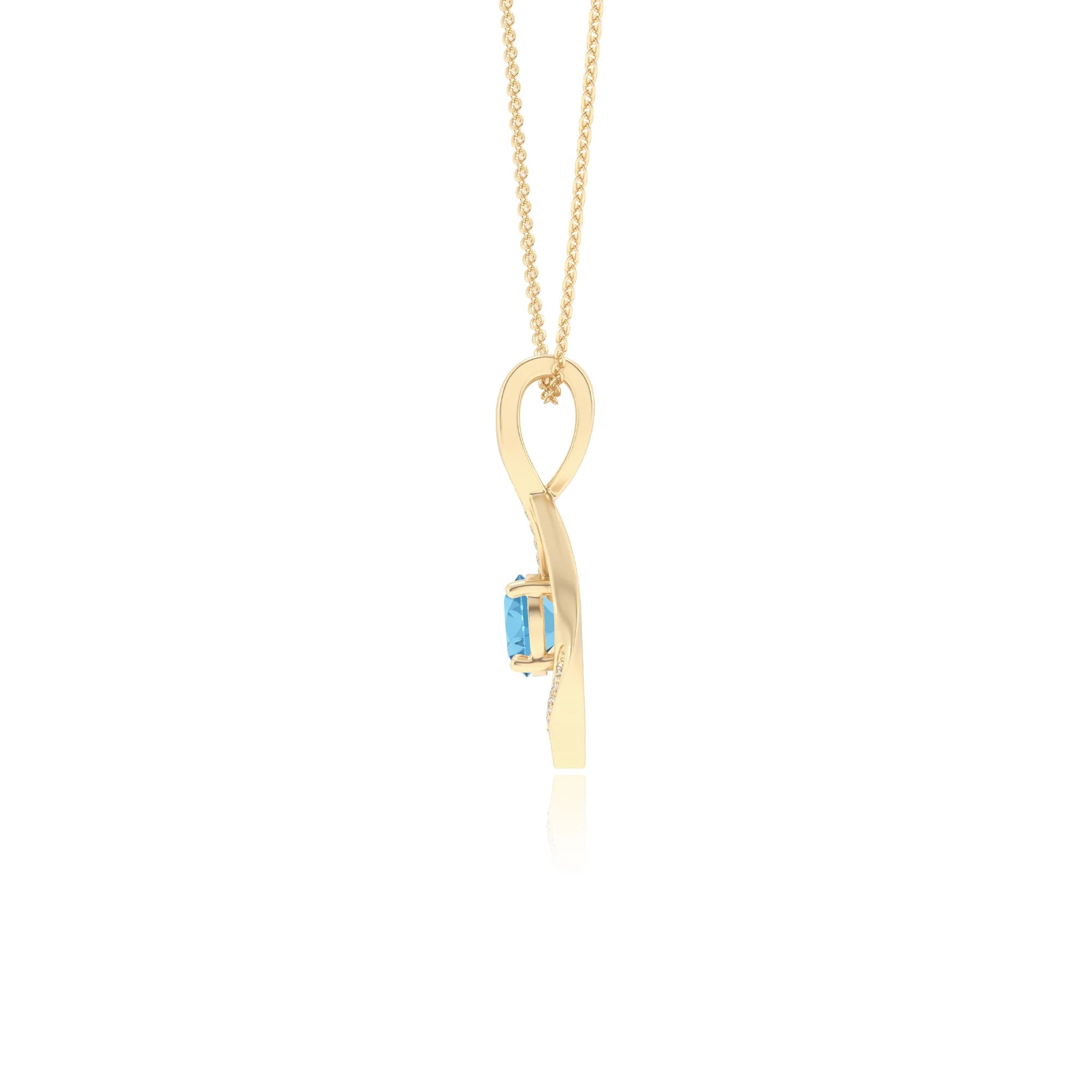natural swiss-blue-topaz round solitaire necklaces in yellow gold