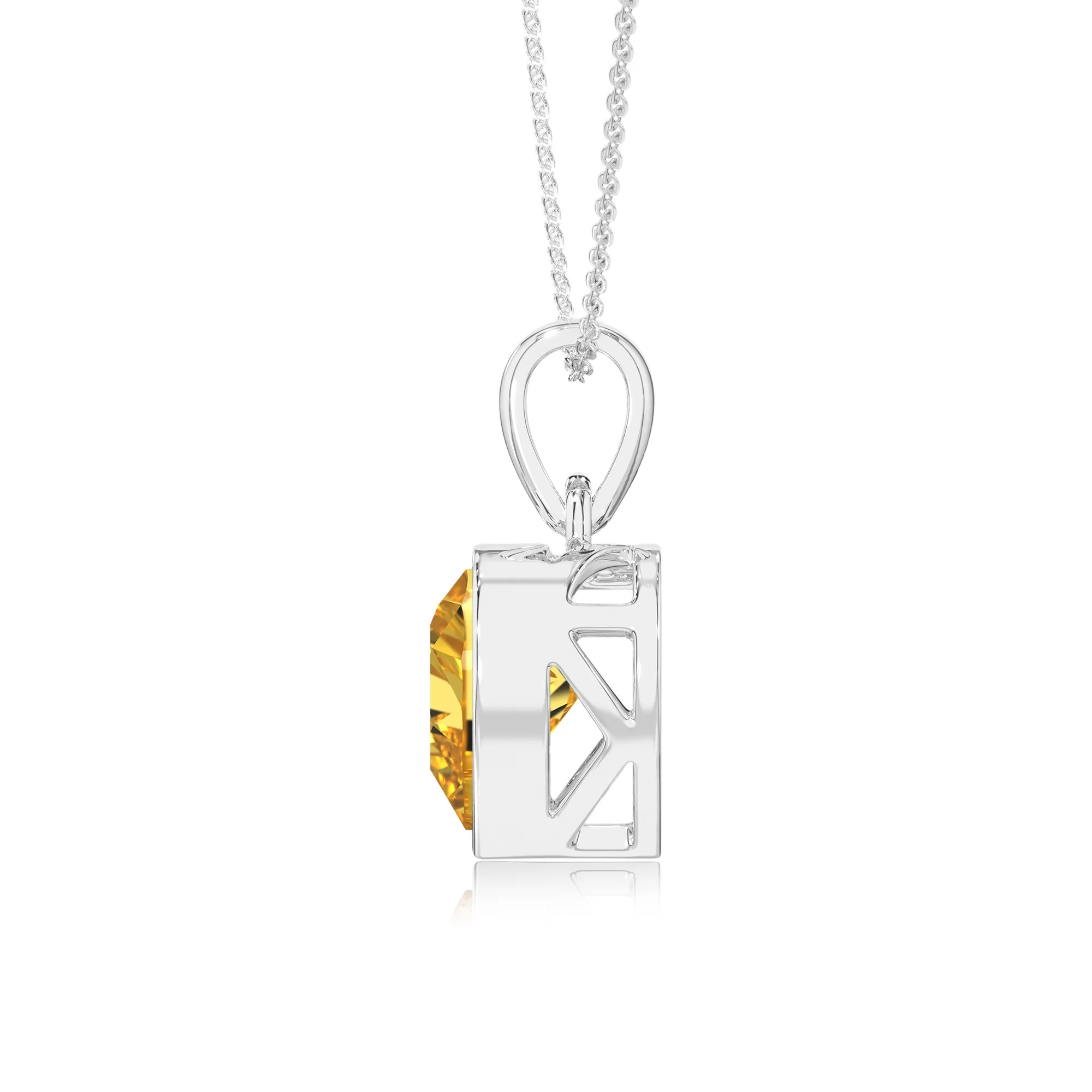 lab grown yellow-sapphire heart solitaire necklaces in white gold