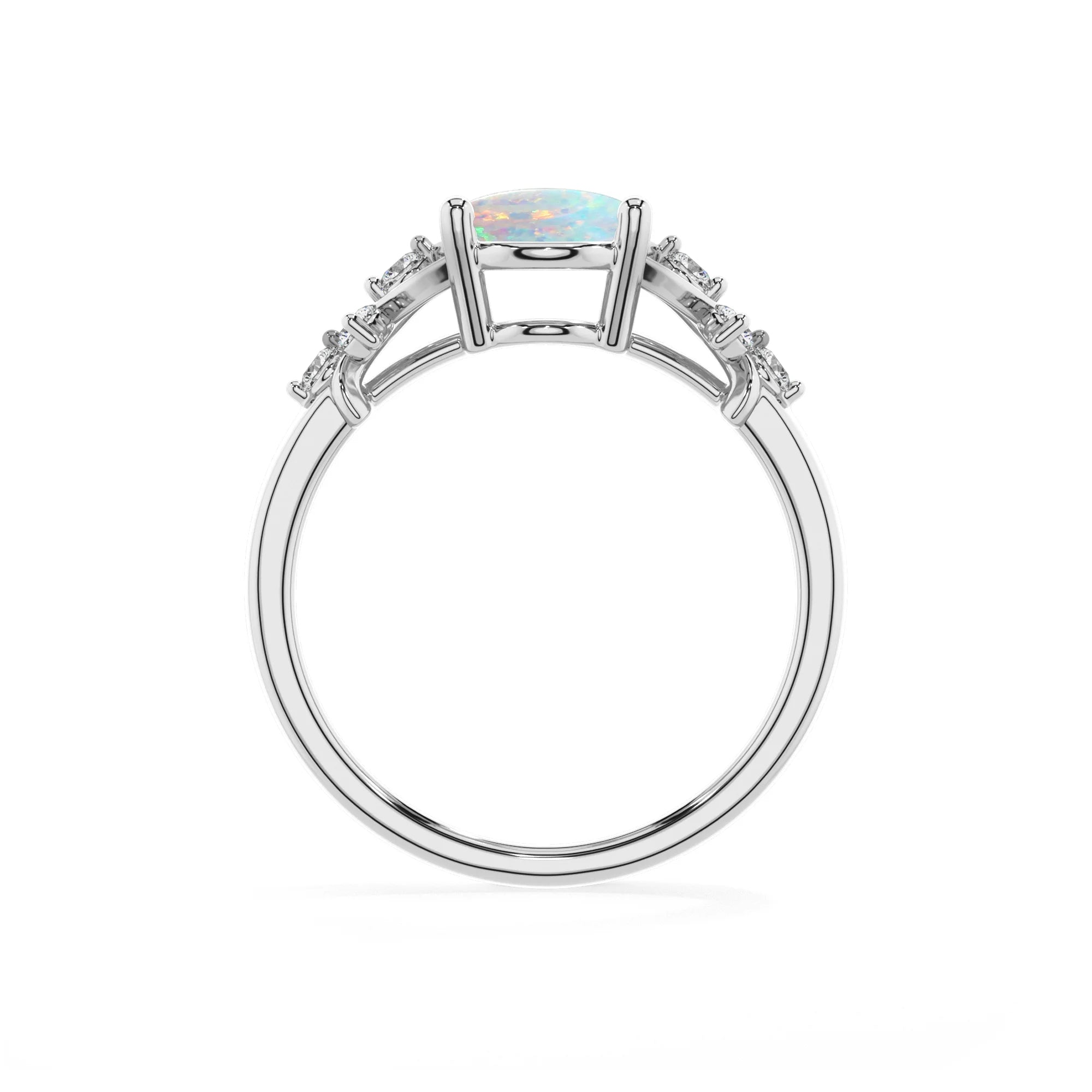 lab grown opal oval solitaire rings in platinum