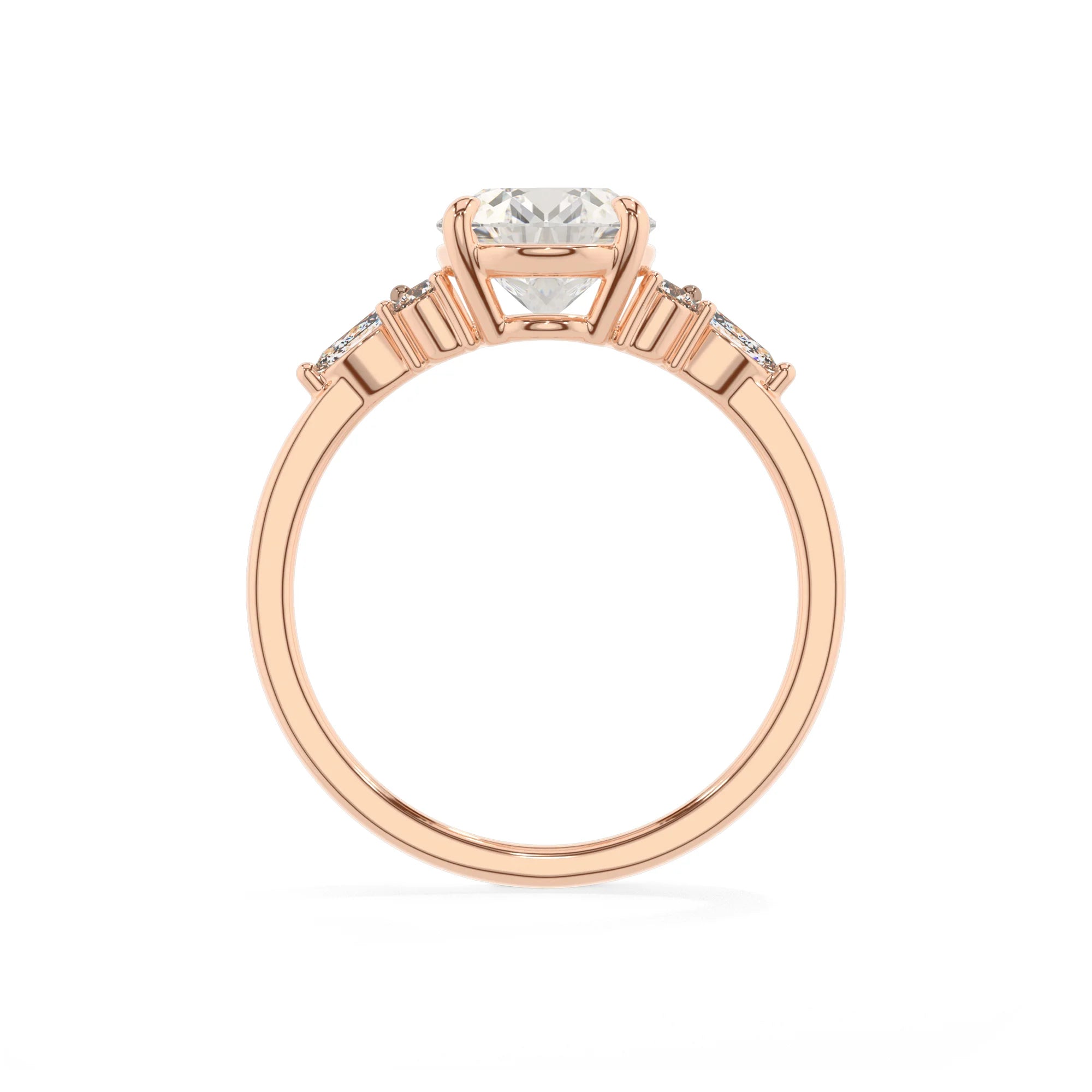 lab grown moissanite oval solitaire rings in rose gold