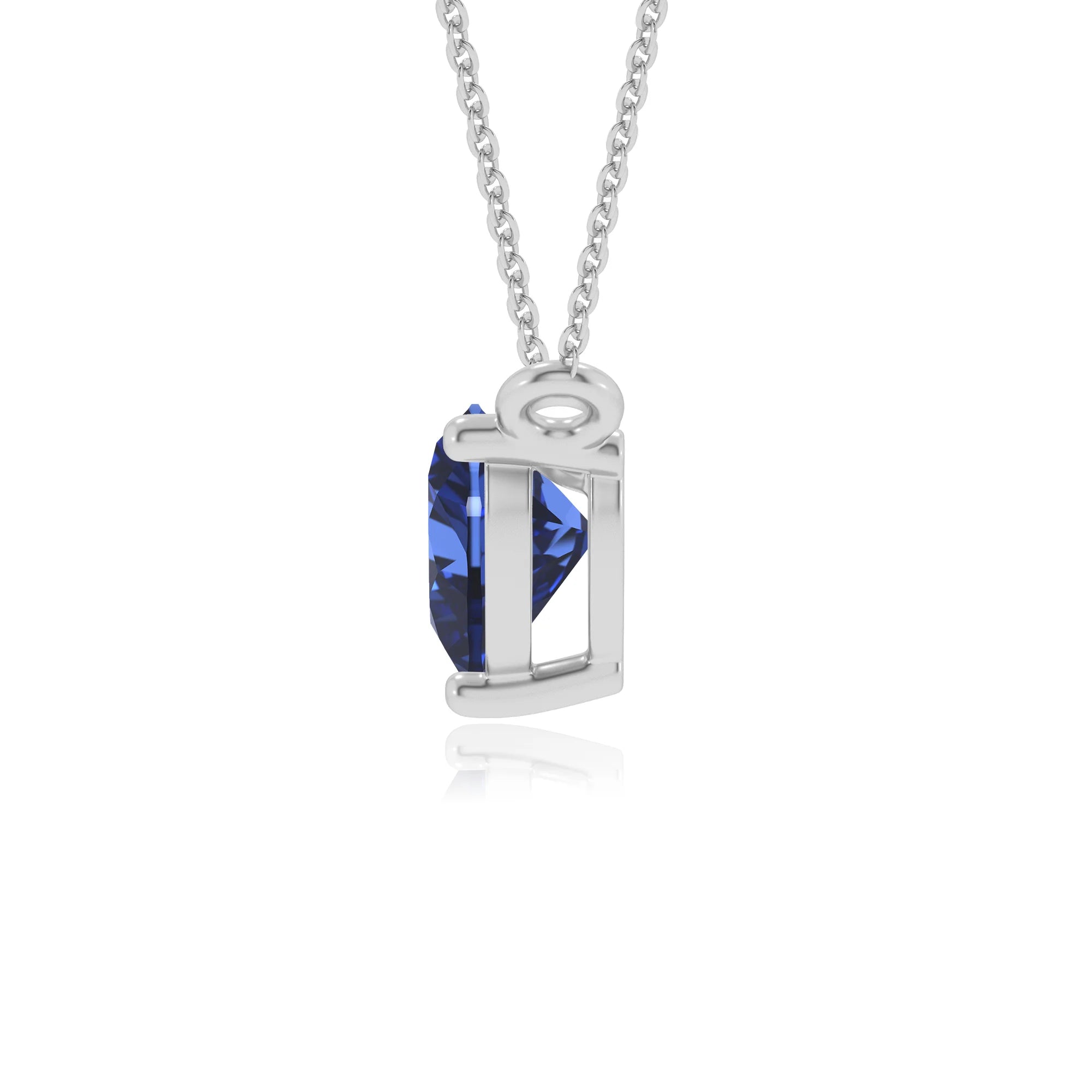 lab grown blue-sapphire heart solitaire necklaces in white gold