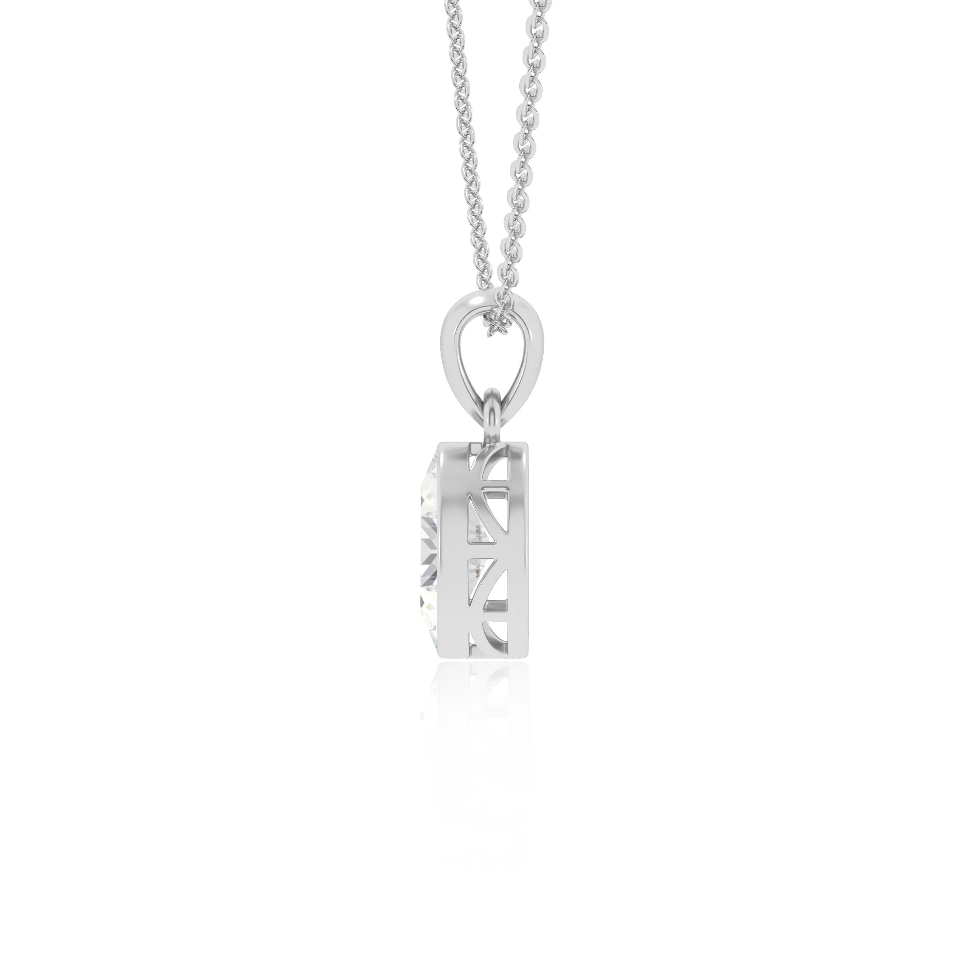 lab grown moissanite oval solitaire necklaces in white gold
