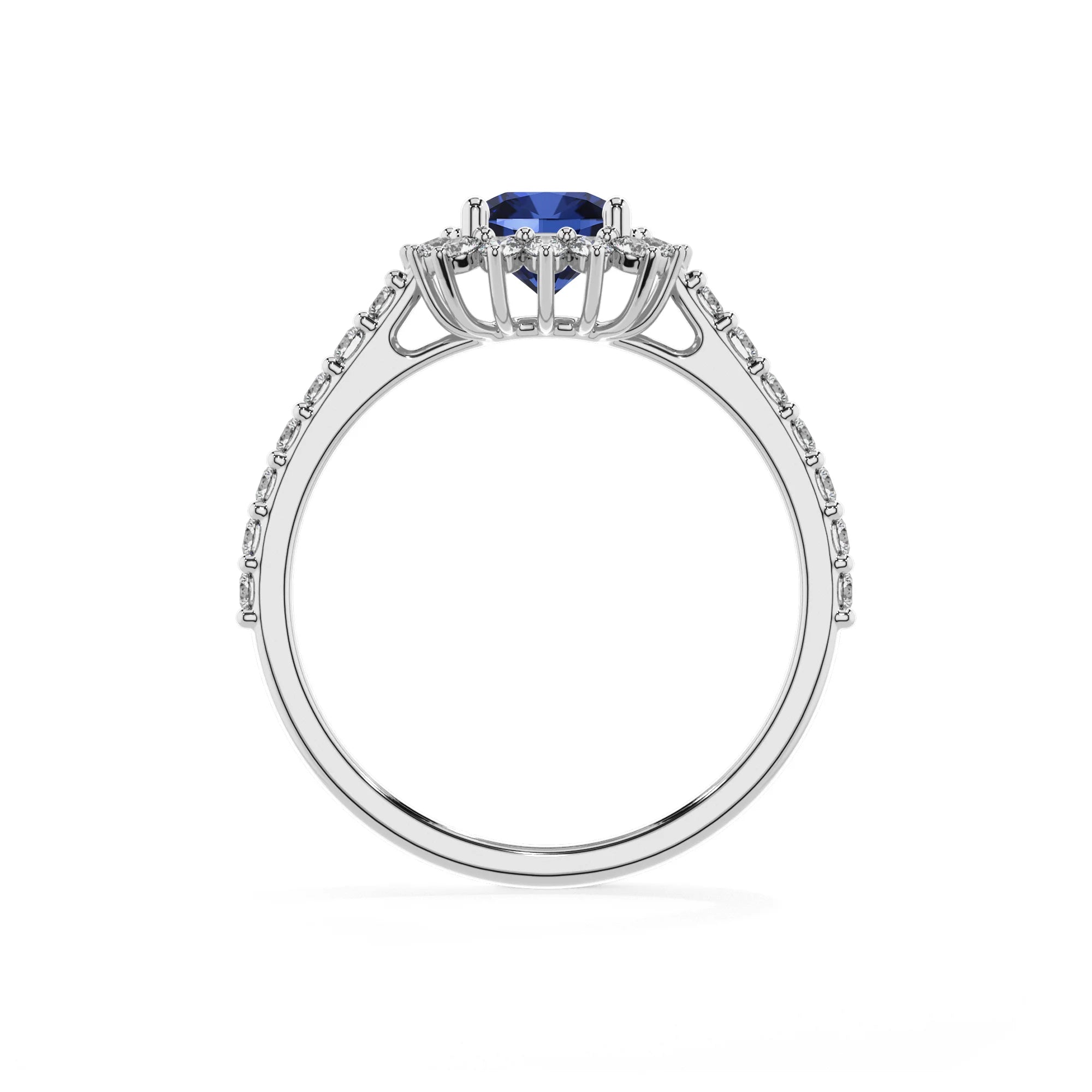lab grown blue-sapphire cushion solitaire rings in white gold