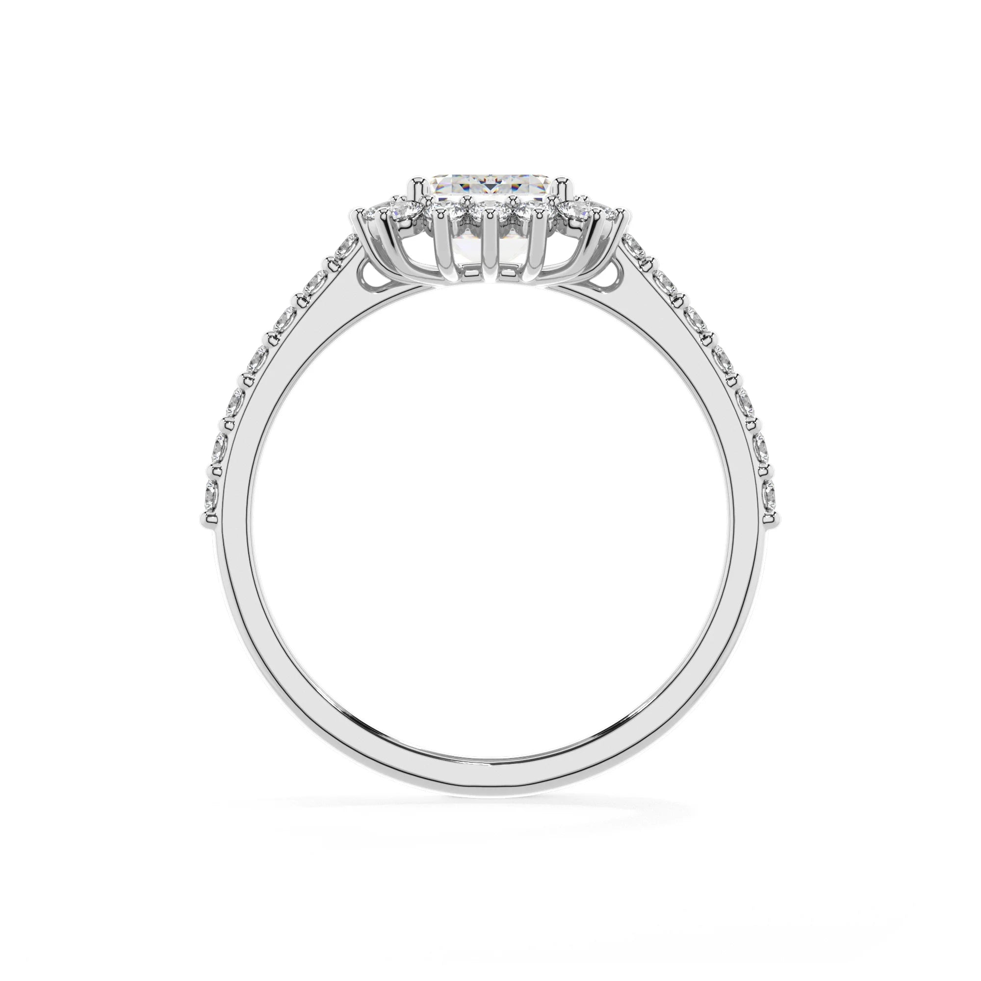 lab grown moissanite asscher solitaire rings in platinum