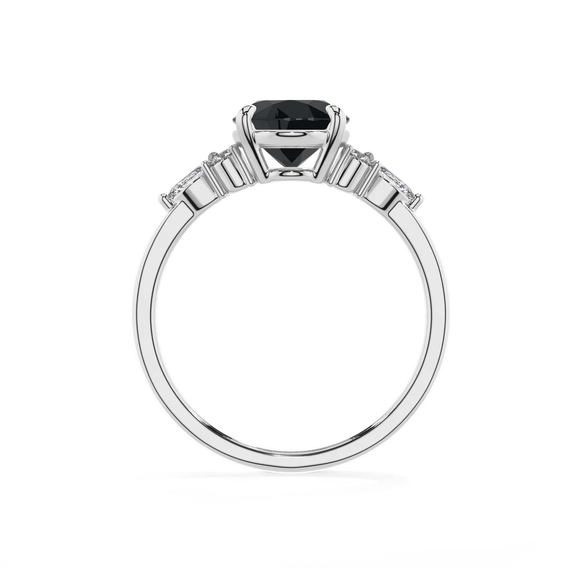 natural black-onyx oval solitaire rings in sterling silver