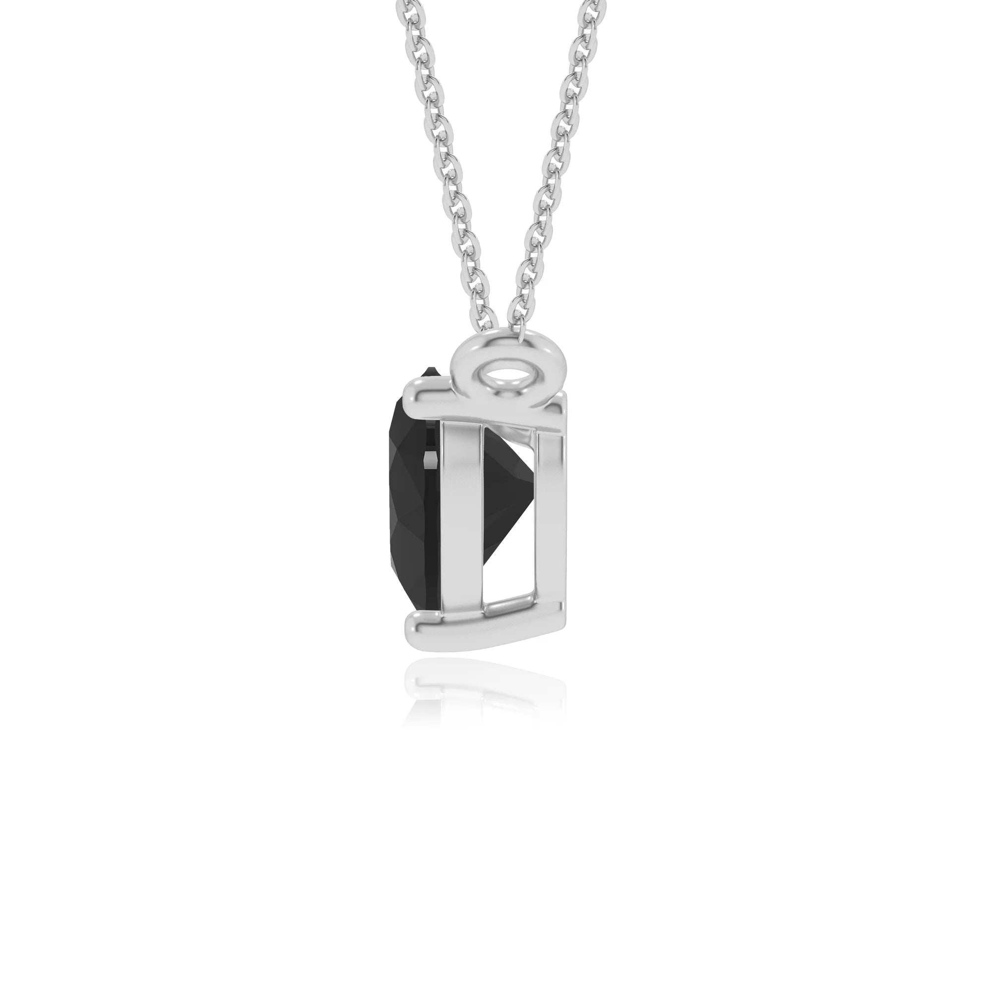 natural black-onyx heart solitaire necklaces in sterling silver