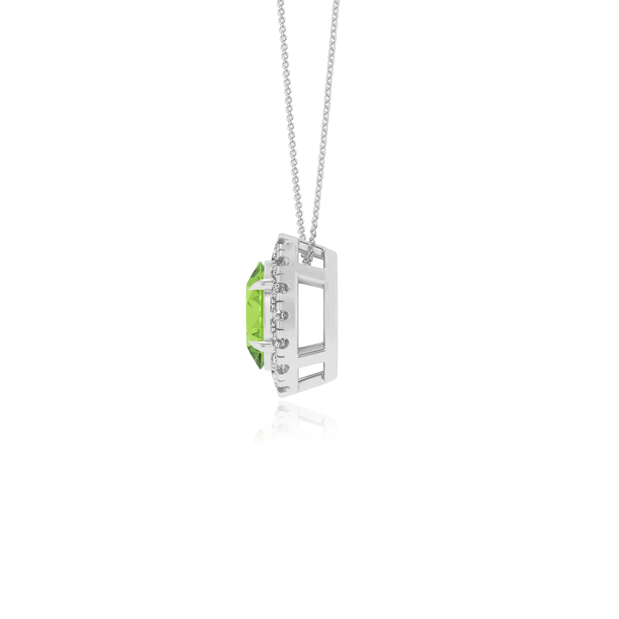 natural peridot oval solitaire necklaces in white gold