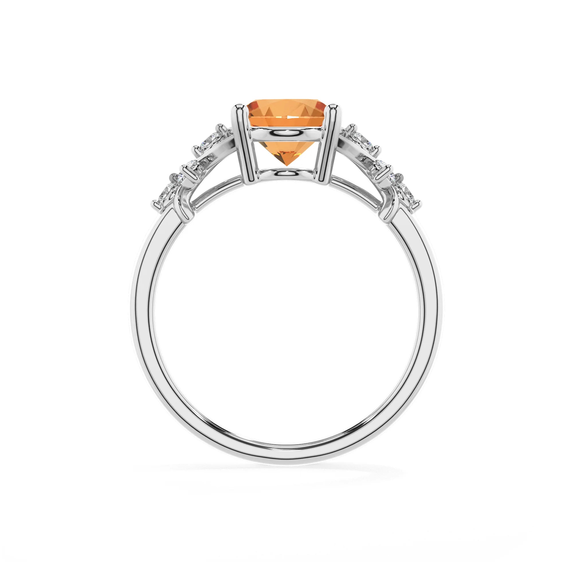 lab grown citrine oval solitaire rings in platinum