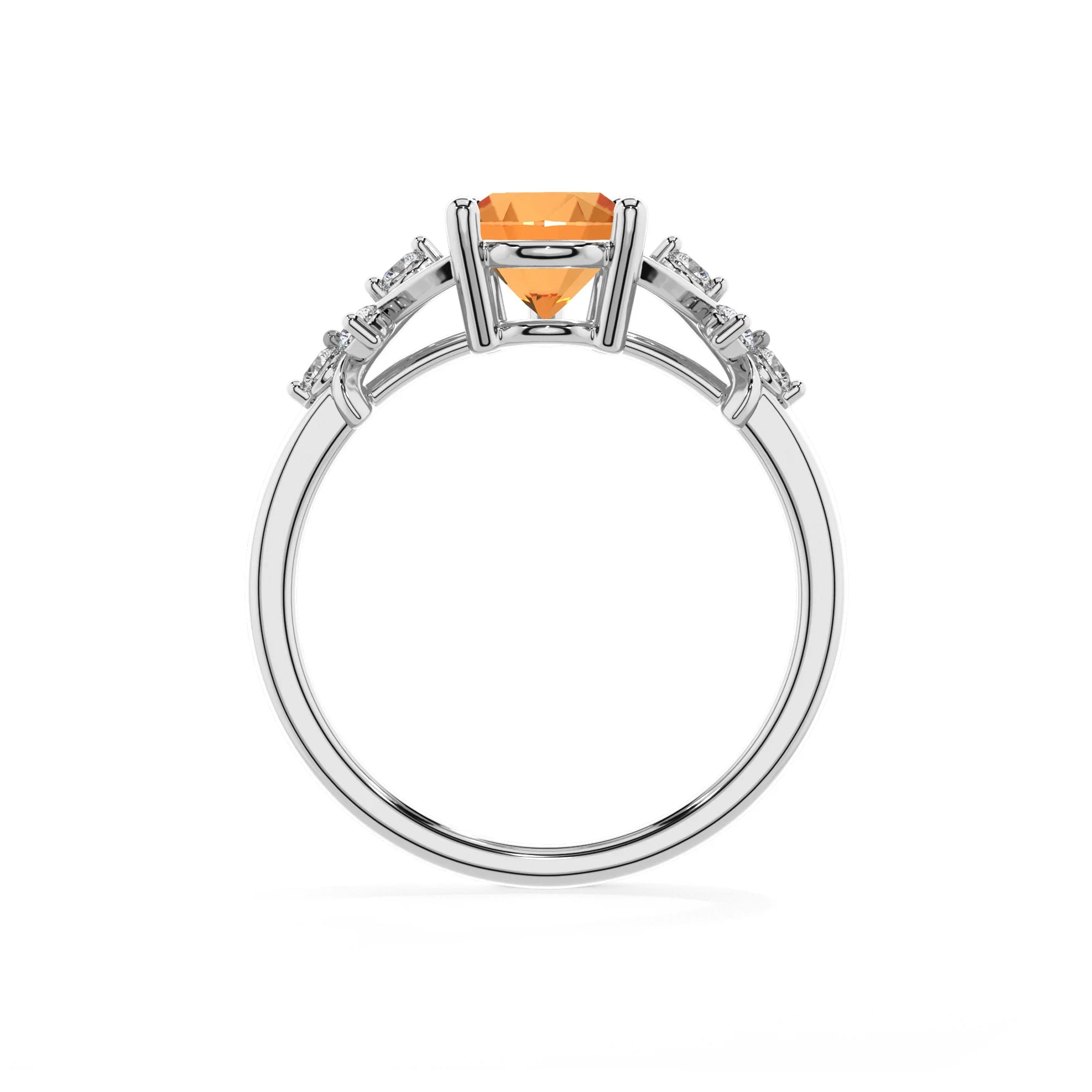 lab grown citrine pear solitaire rings in platinum