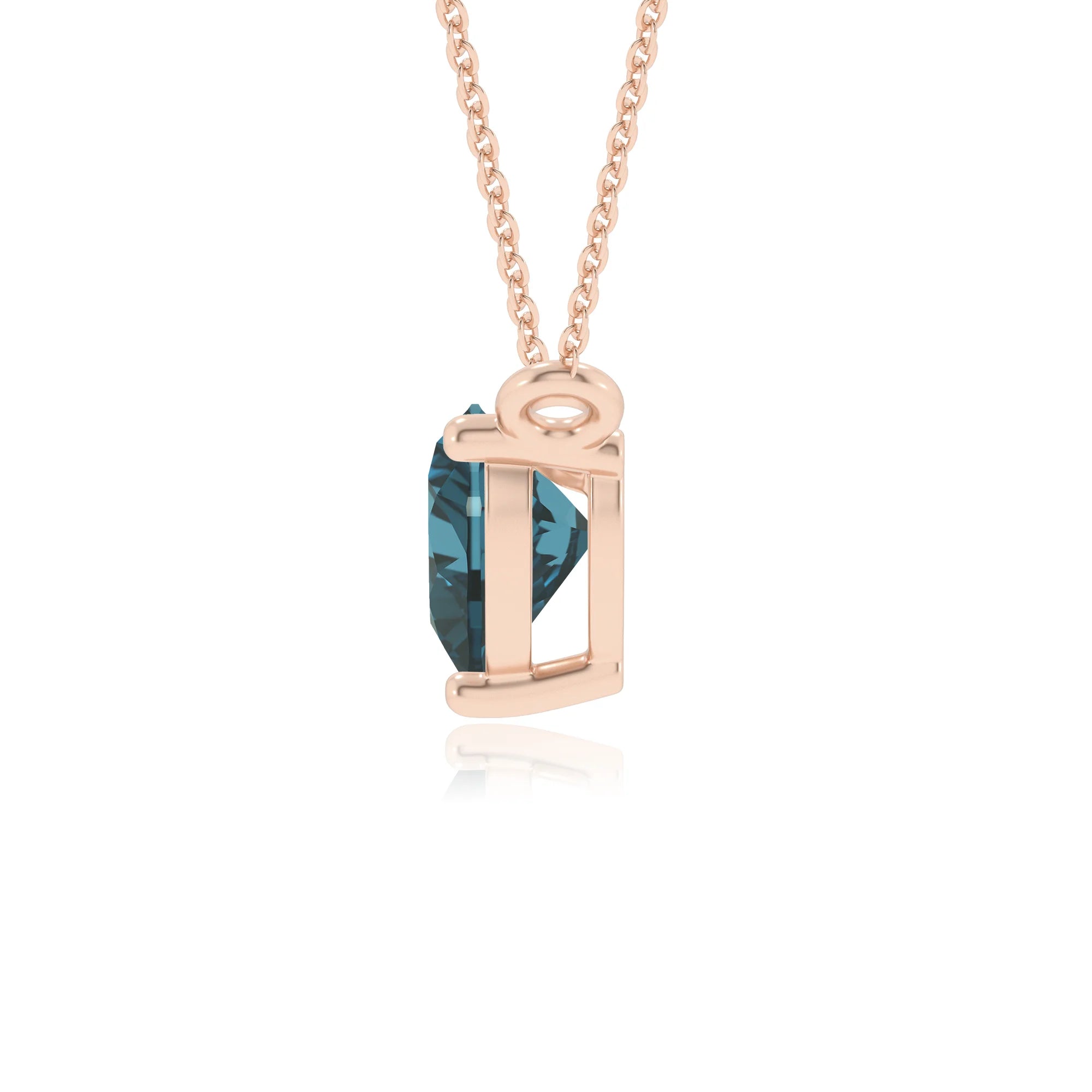 natural london-blue-topaz heart solitaire necklaces in rose gold