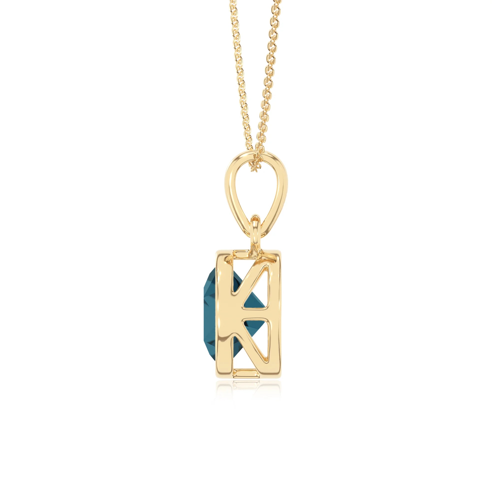 natural london-blue-topaz round solitaire necklaces in yellow gold