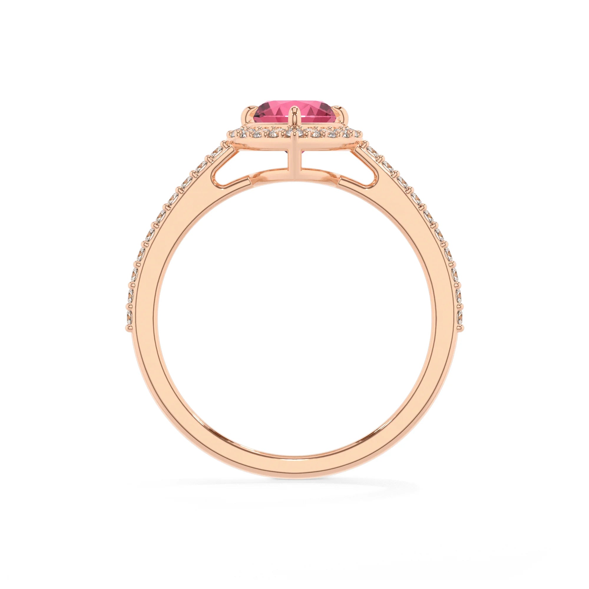lab grown pink-tourmaline heart solitaire rings in rose gold