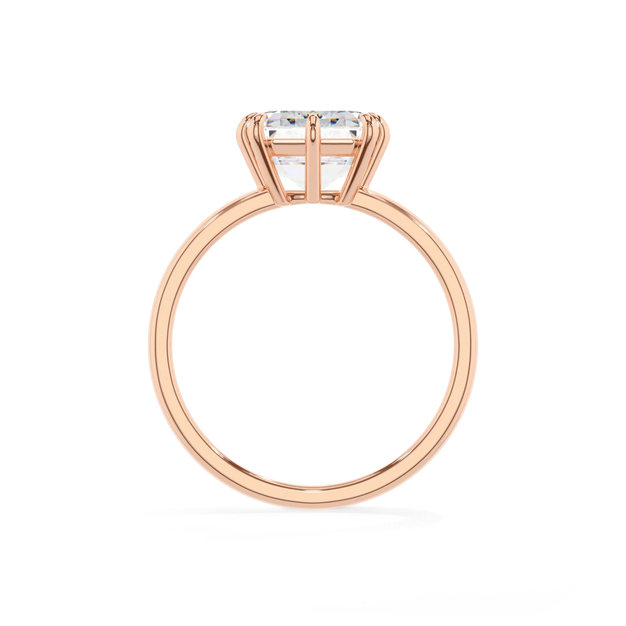 lab grown moissanite asscher solitaire rings in rose gold