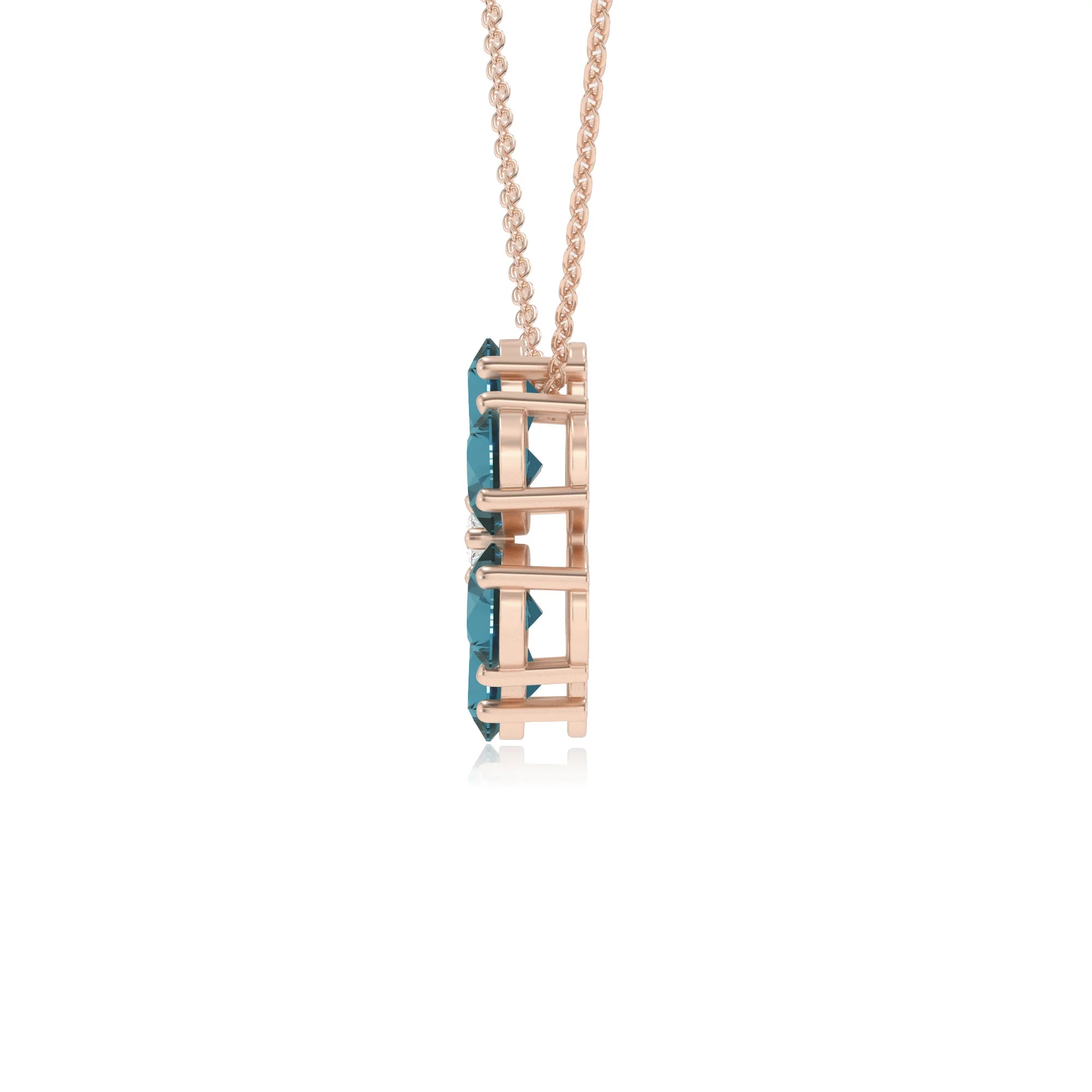 natural london-blue-topaz pear solitaire necklaces in rose gold