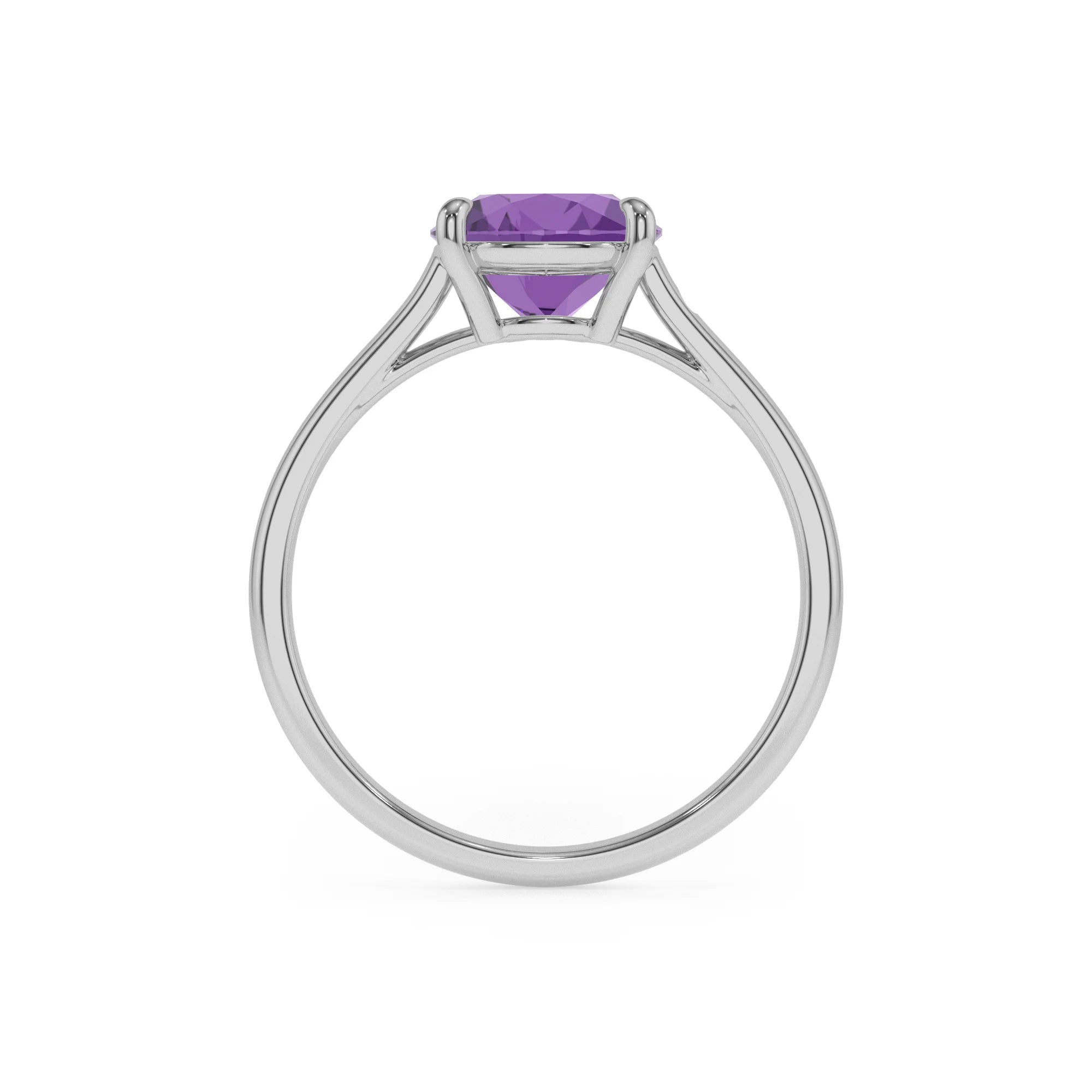 lab grown amethyst pear solitaire rings in sterling silver