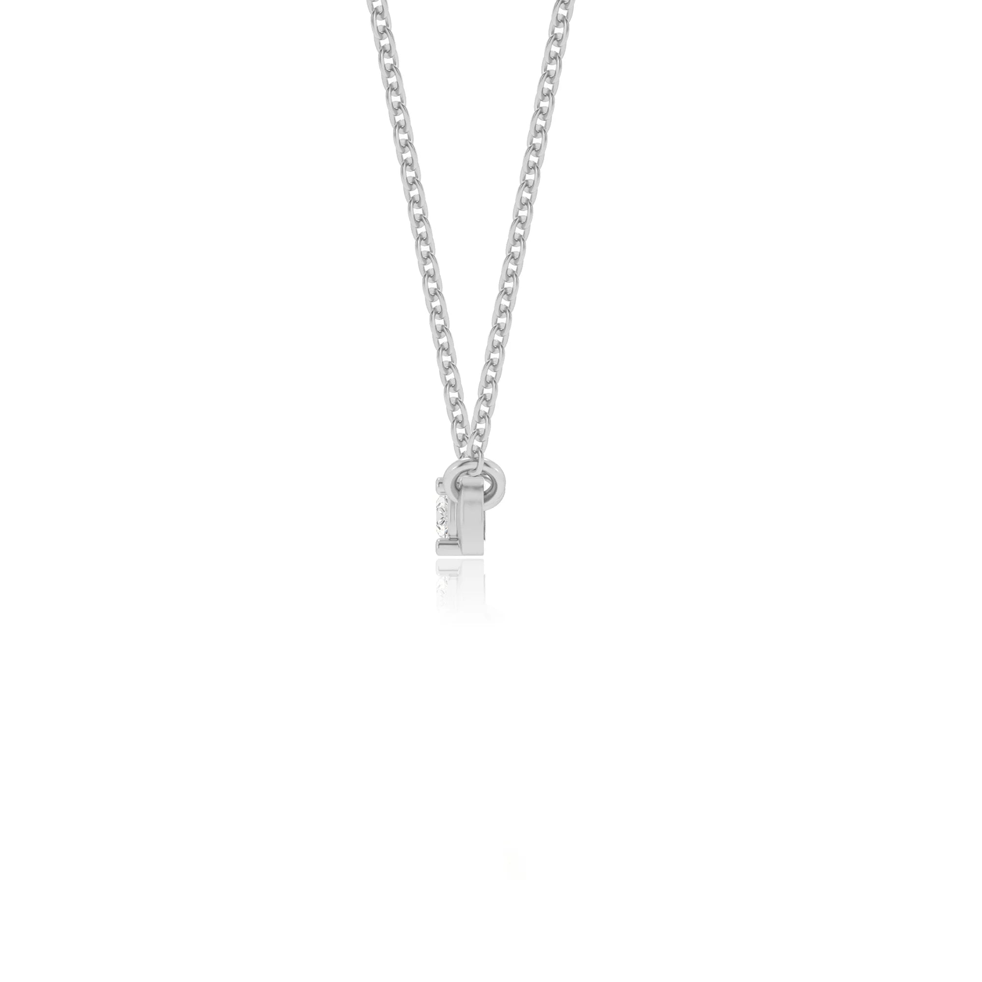 lab grown moissanite round bar v-bale necklaces in platinum