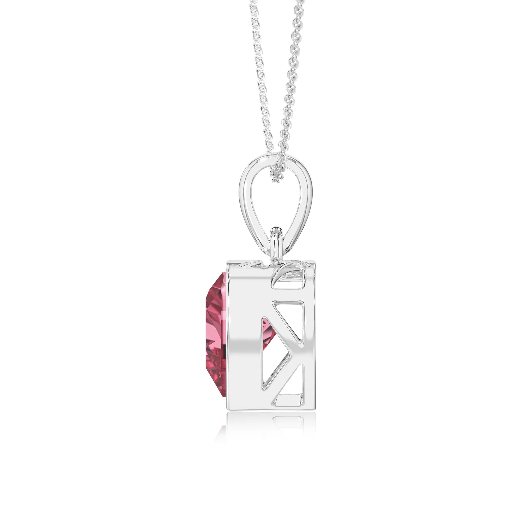 lab grown pink-tourmaline heart solitaire necklaces in sterling silver