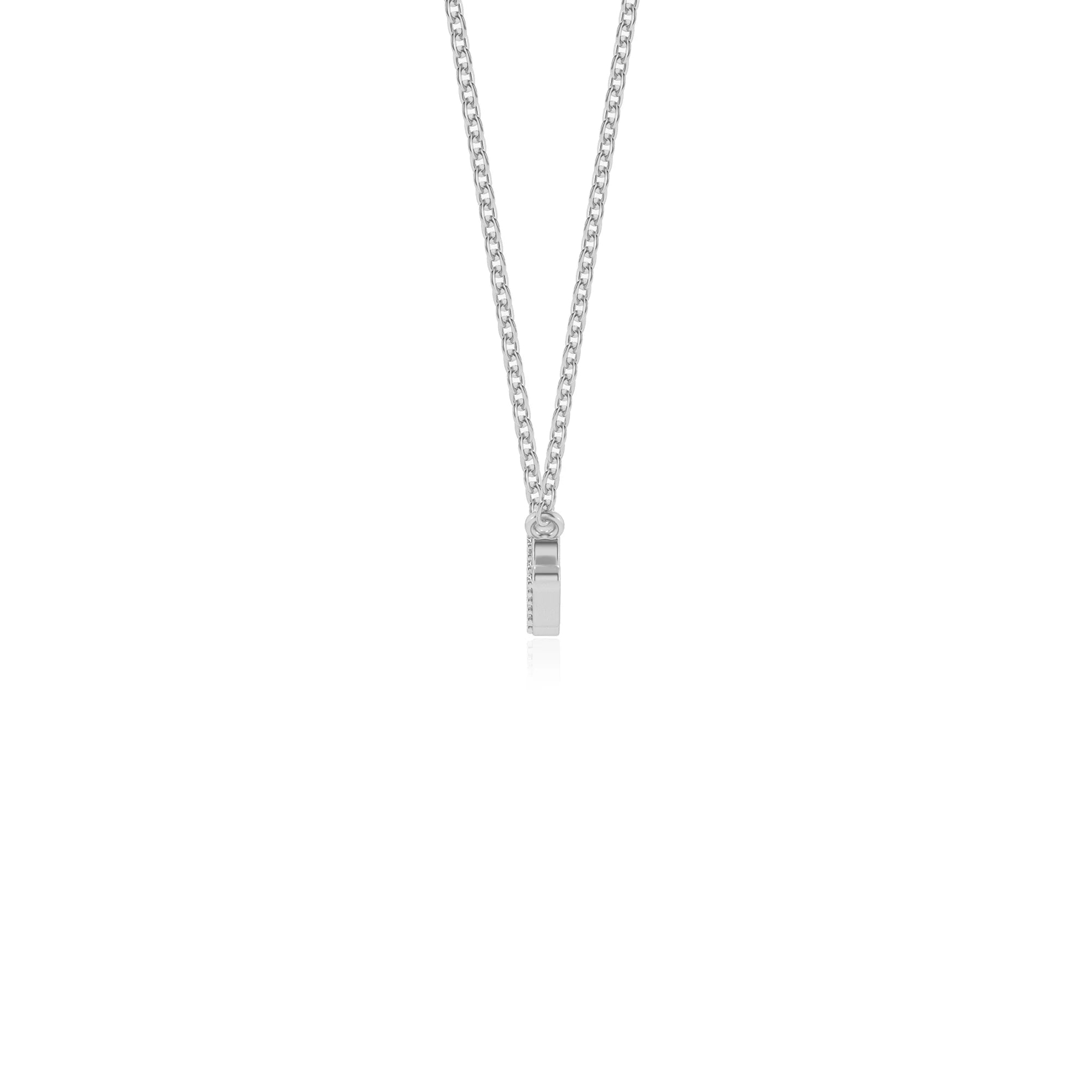 lab grown moissanite round infinity necklaces in white gold
