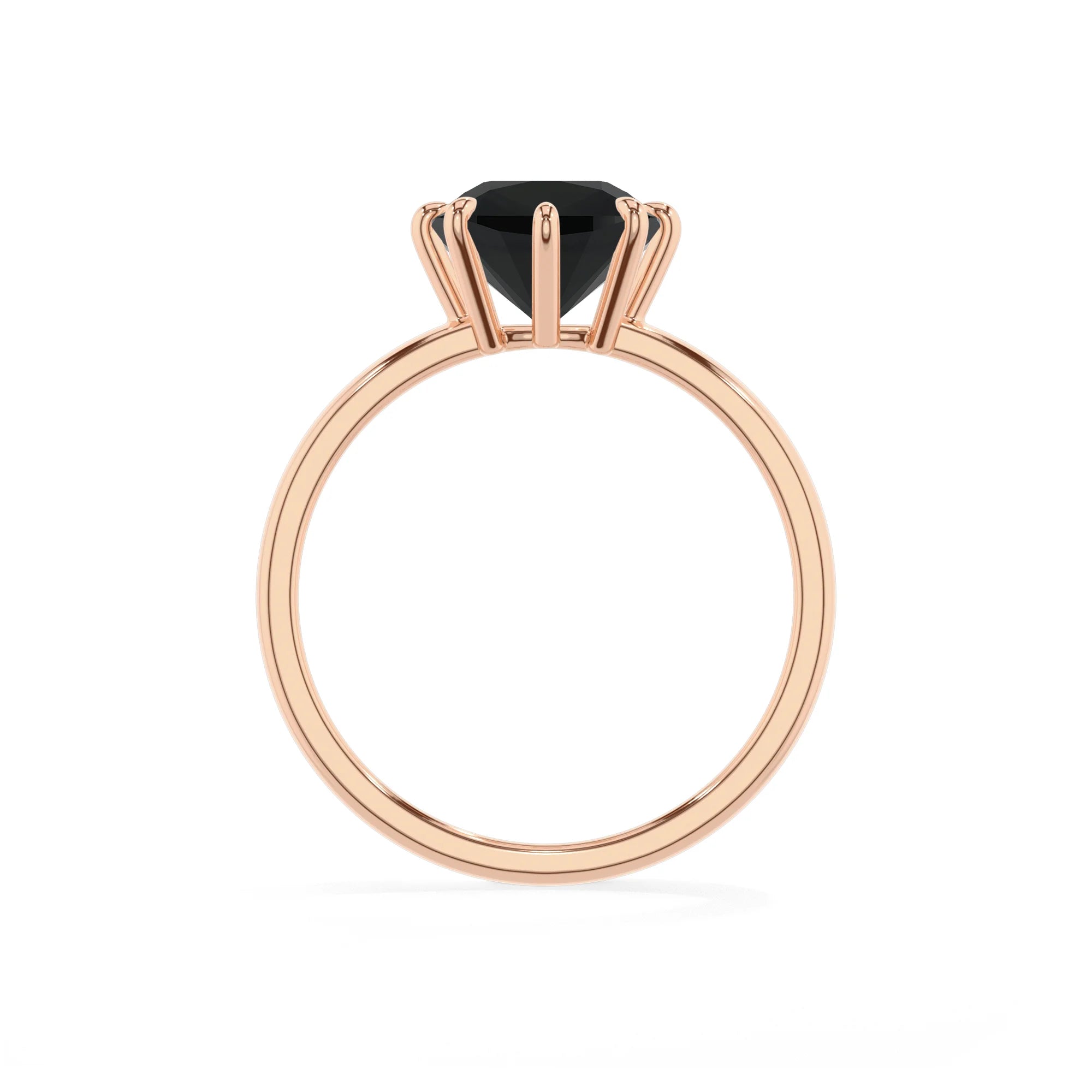 natural black-onyx cushion solitaire rings in rose gold
