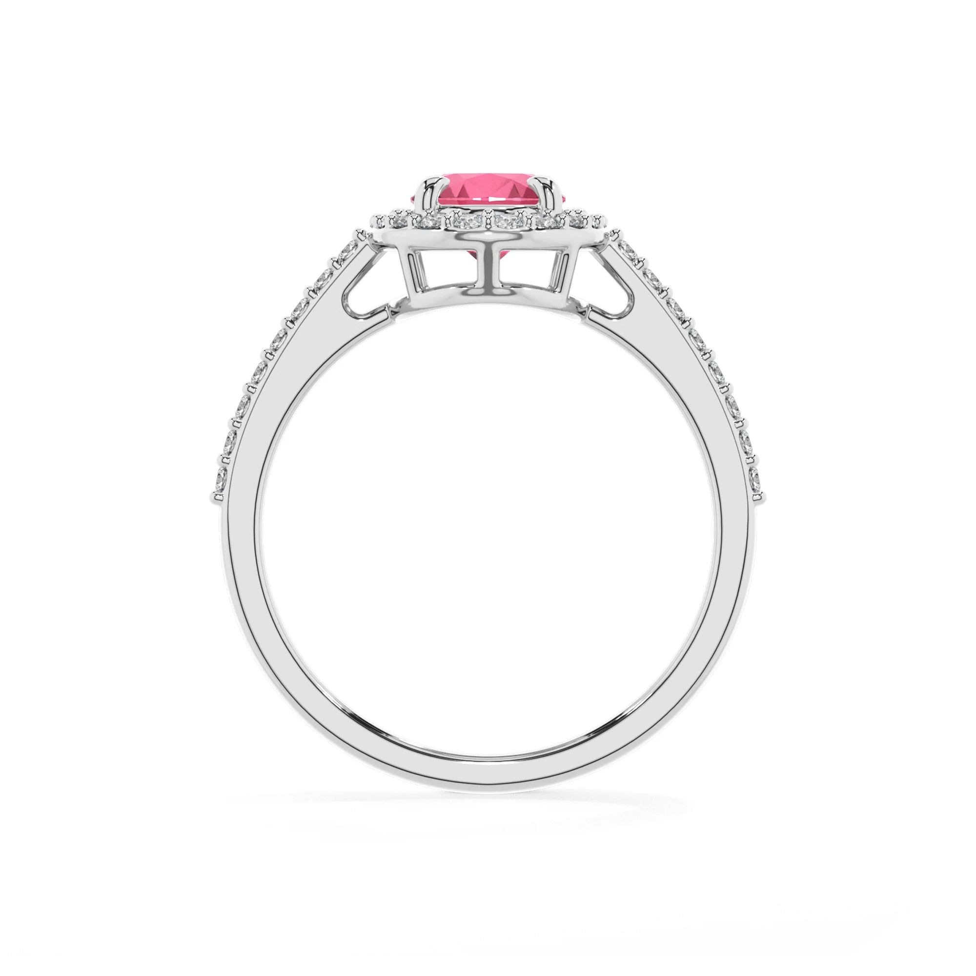 lab grown pink-tourmaline oval solitaire rings in white gold