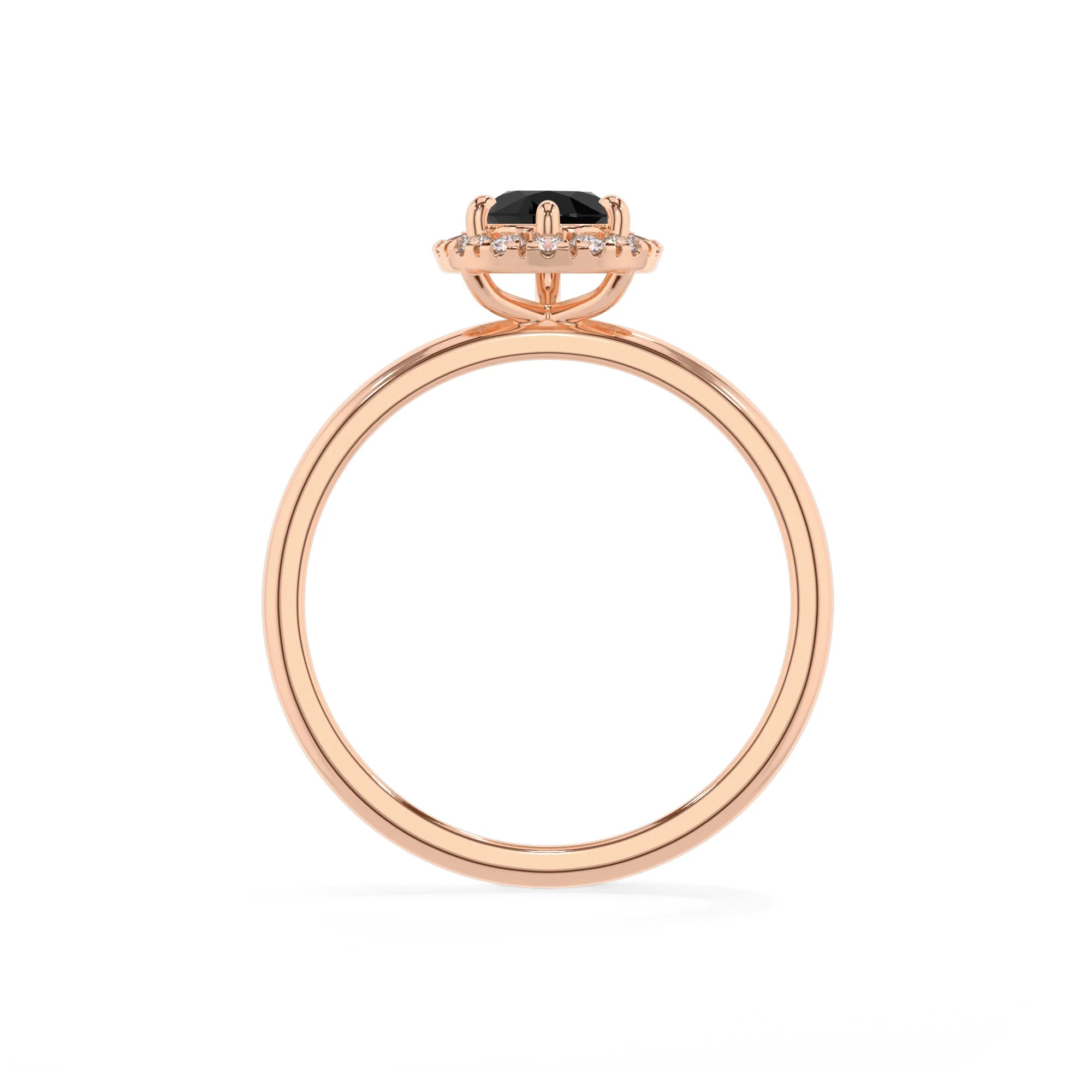 natural black-onyx pear solitaire rings in rose gold