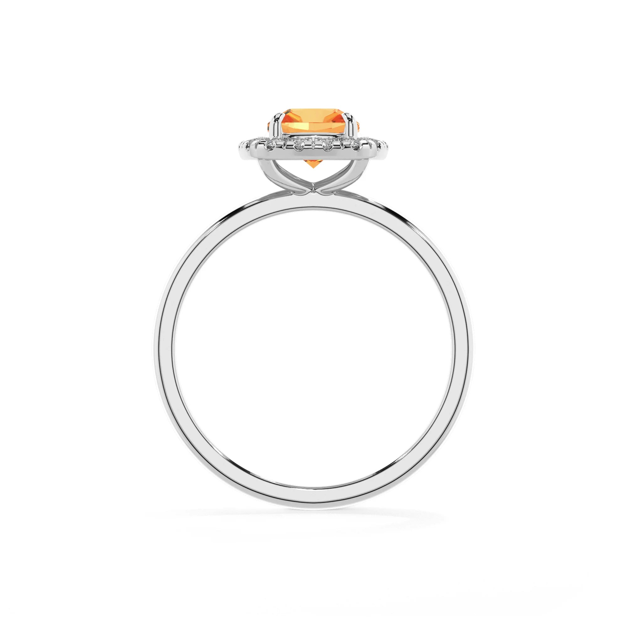 lab grown citrine cushion solitaire rings in white gold