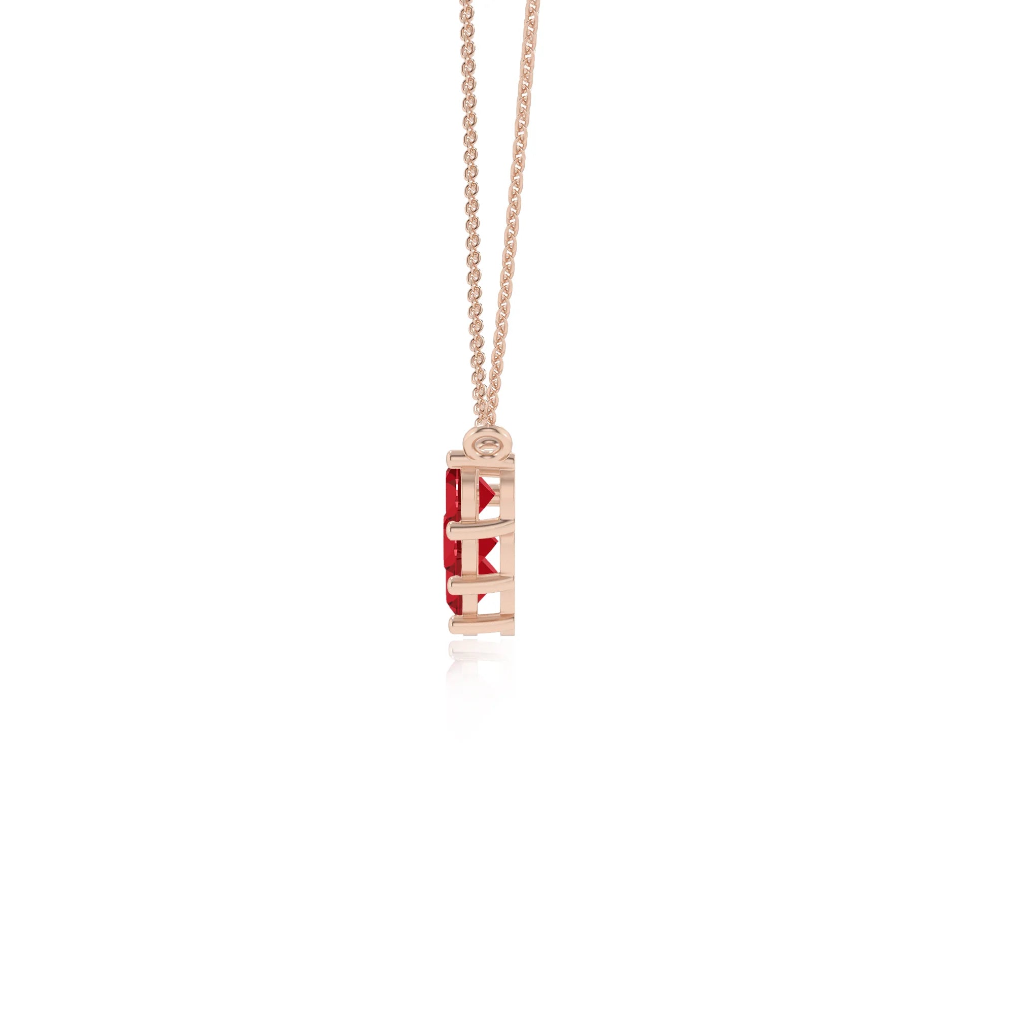 lab grown ruby round bar necklaces in rose gold