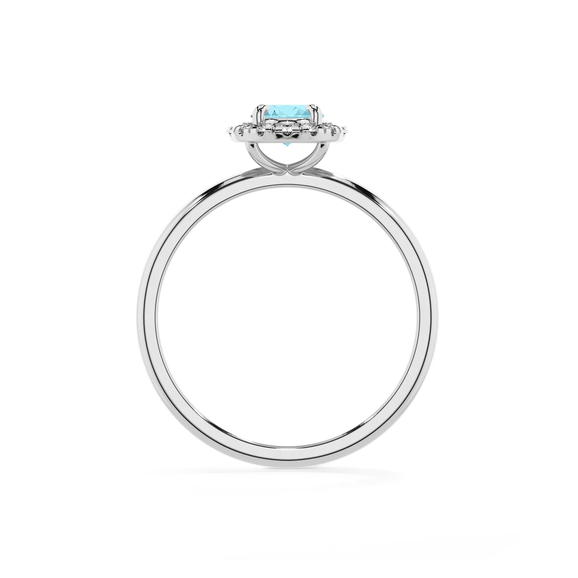 lab grown aquamarine oval solitaire rings in platinum