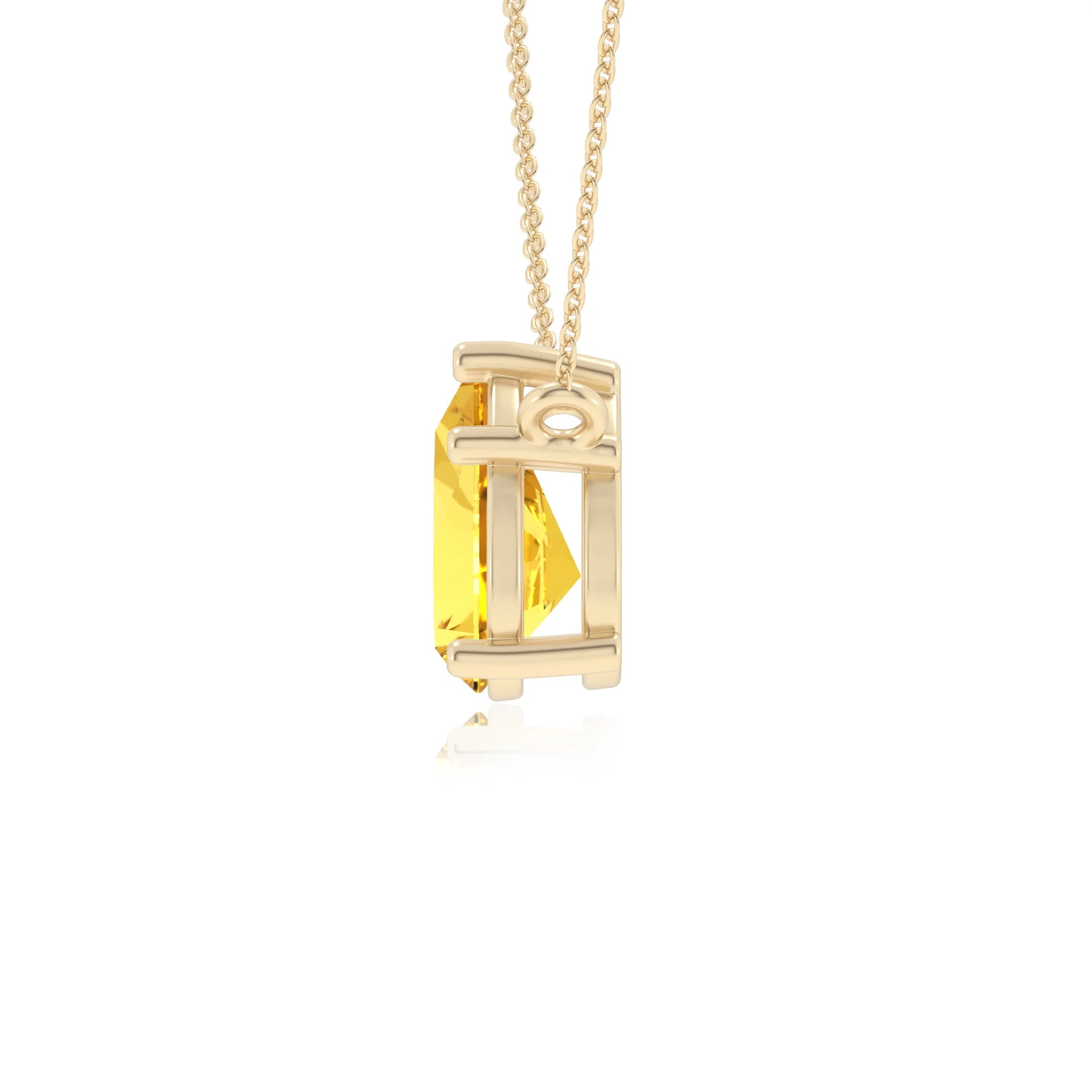 lab grown yellow-sapphire pear solitaire necklaces in yellow gold