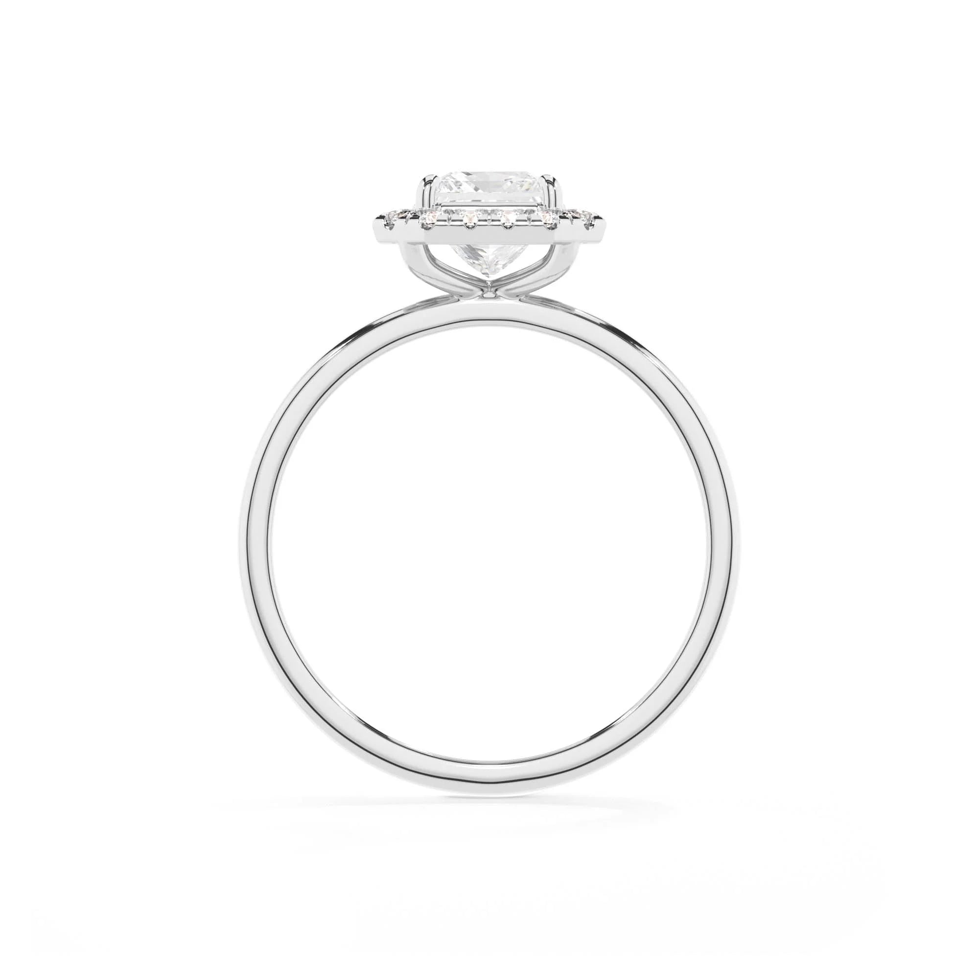 lab grown moissanite asscher solitaire rings in white gold
