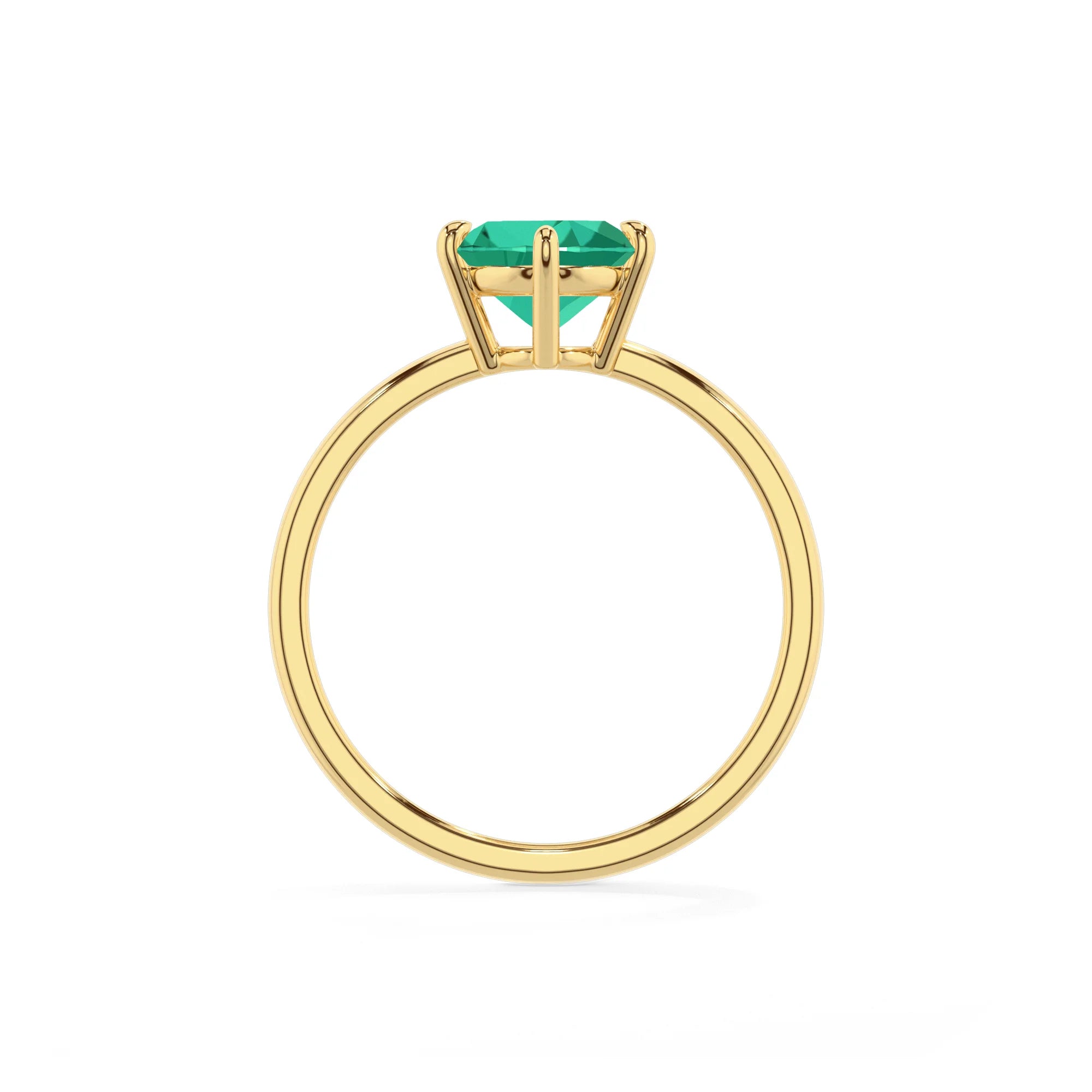 lab grown emerald oval solitaire rings in yellow gold
