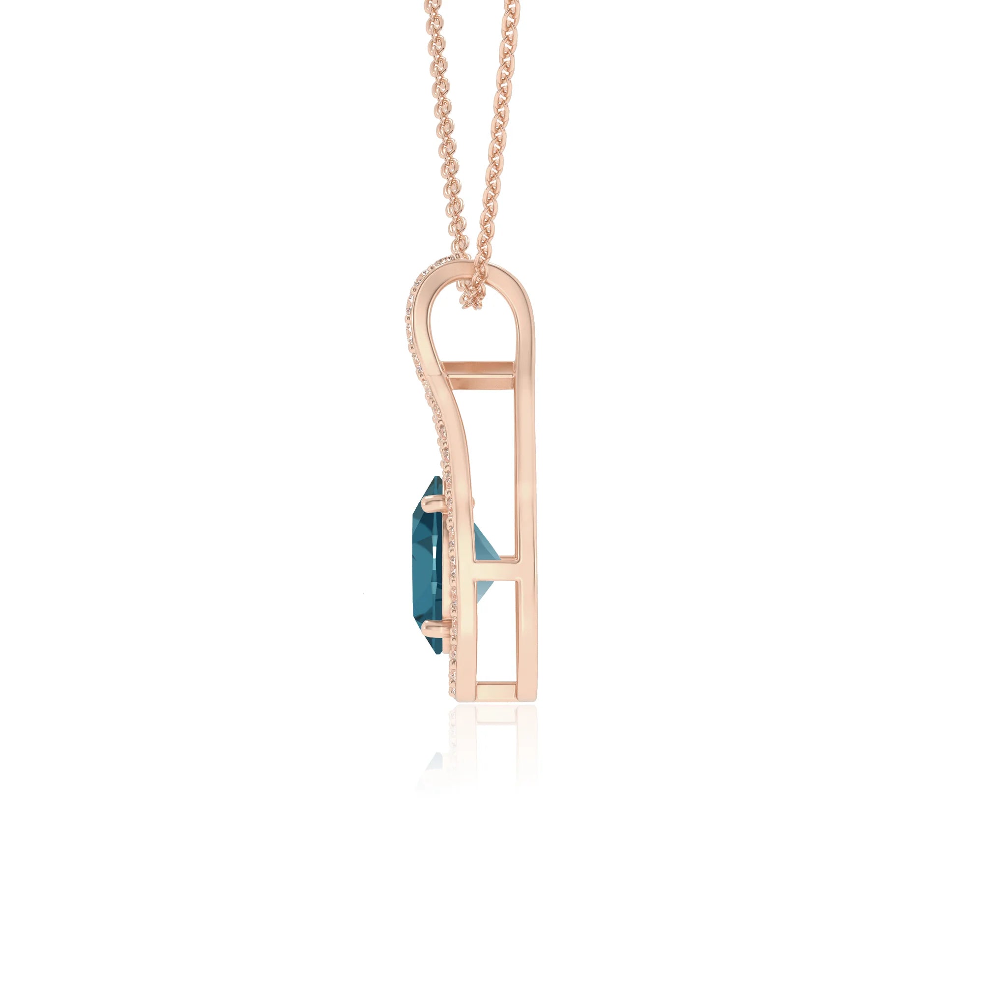natural london-blue-topaz oval solitaire necklaces in rose gold