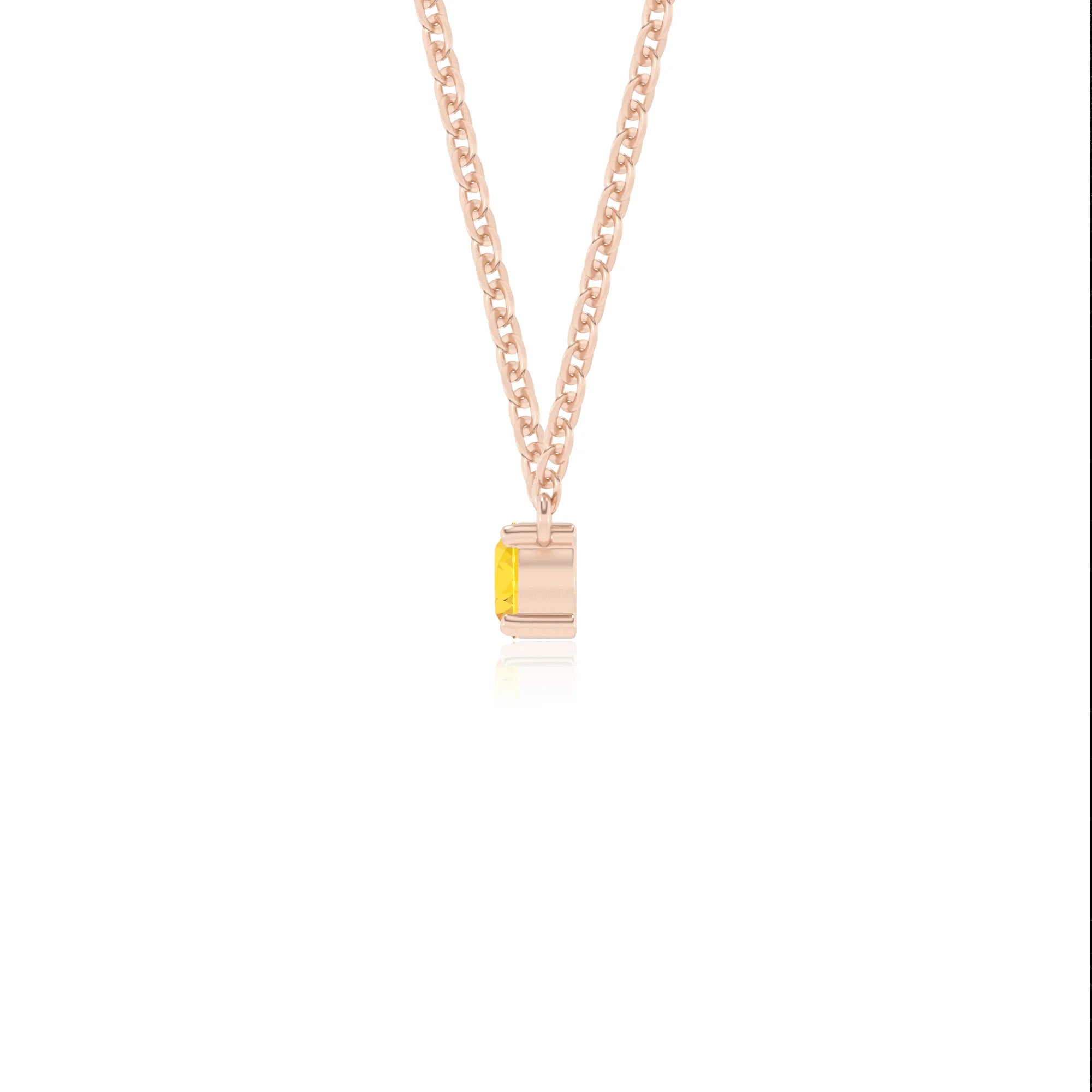 lab grown yellow-sapphire round bar v-bale necklaces in rose gold