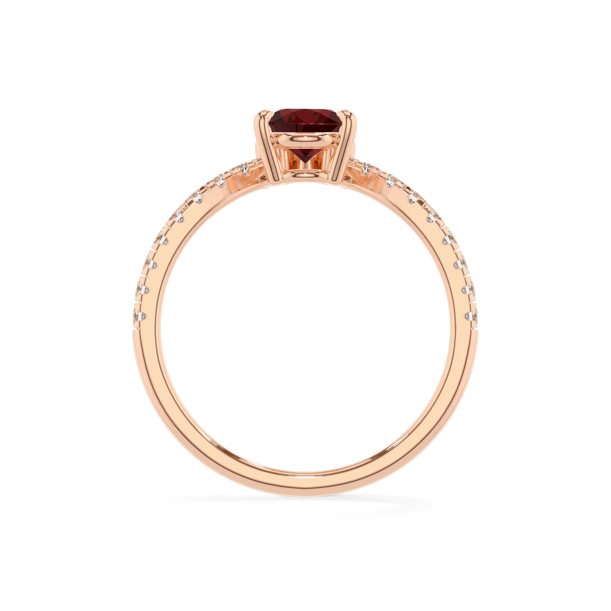 natural garnet pear solitaire rings in rose gold